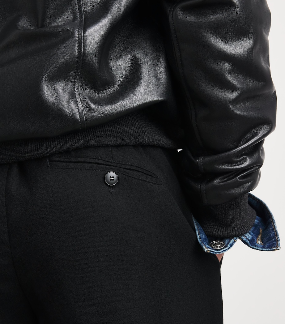Canali Mens Wool Drawstring Trousers Black Image 6