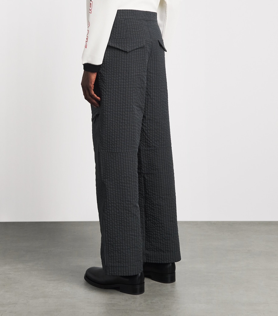 about:blank Mens Technical Pleated Trousers Navy Check Image 5