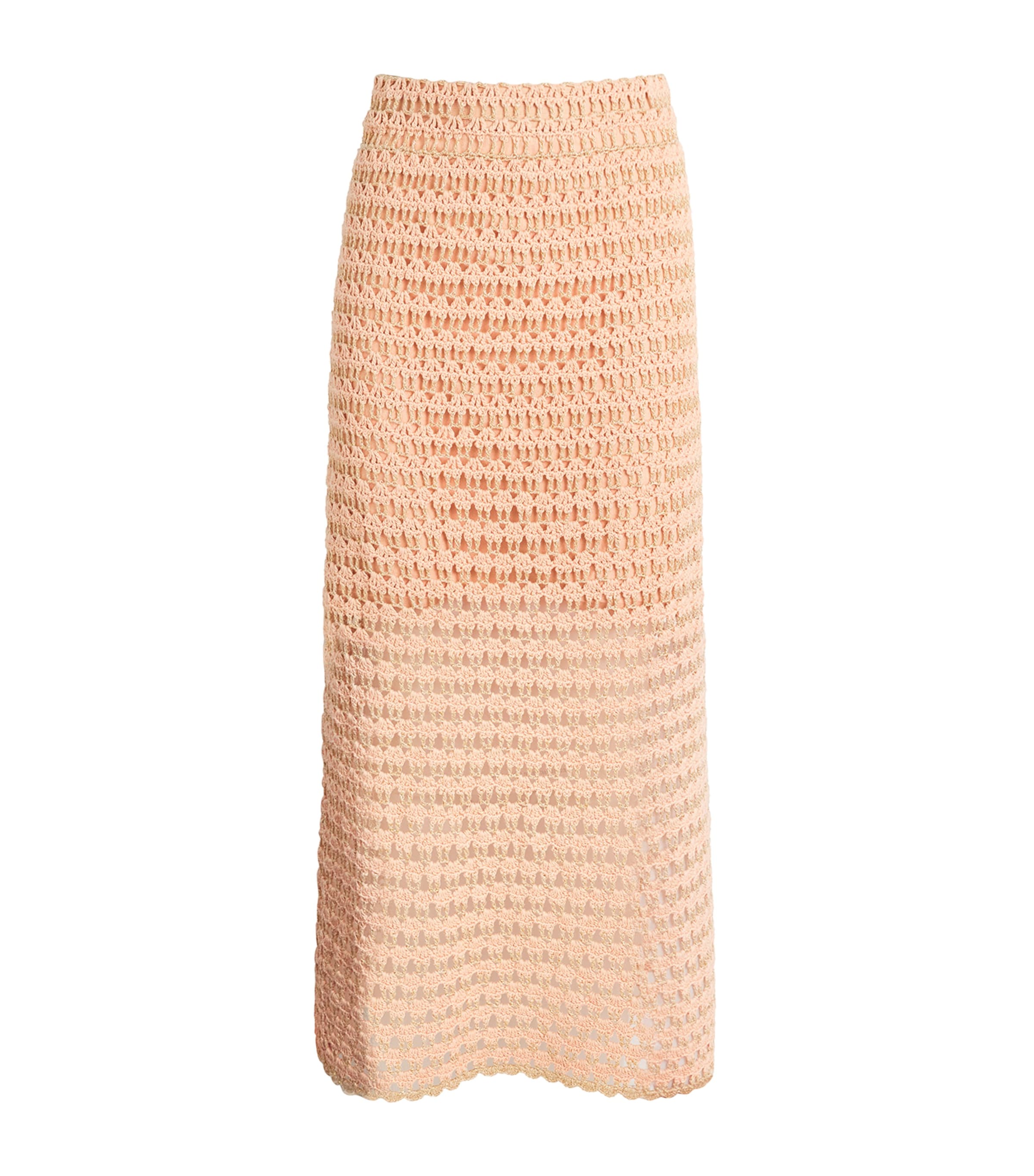 Zimmermann Crochet Tallow Midi Skirt In Pink