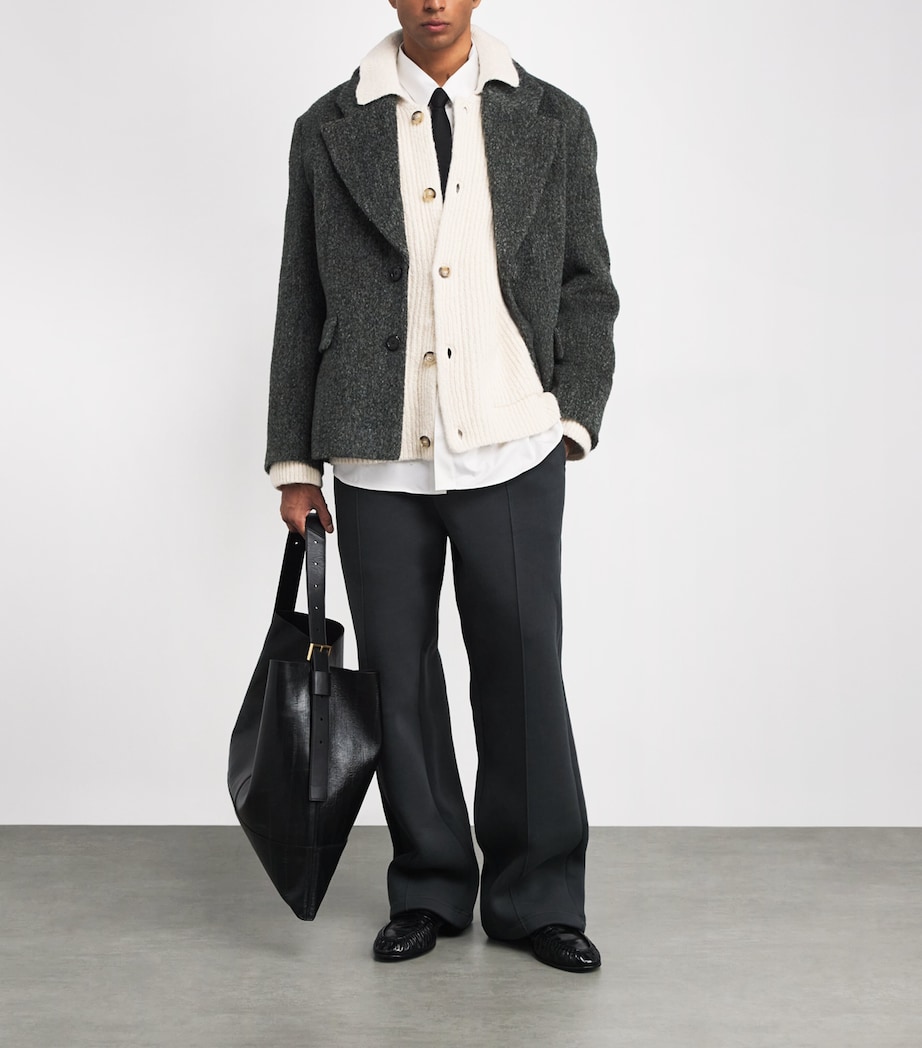 Wool-Blend Rib-Knit Cardigan 185 - IVOIRE Image 2