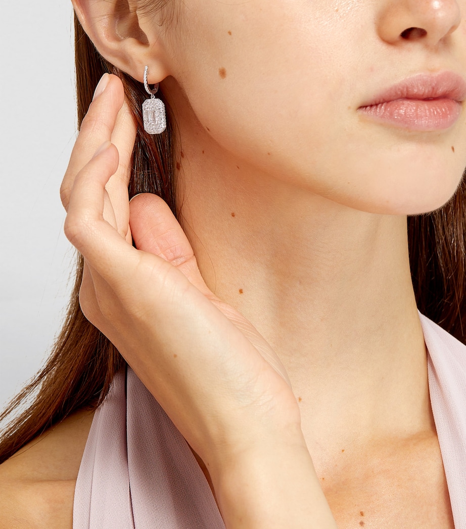 White Gold and Diamond New Modern Drop Earrings WHITE GOLD Image 5