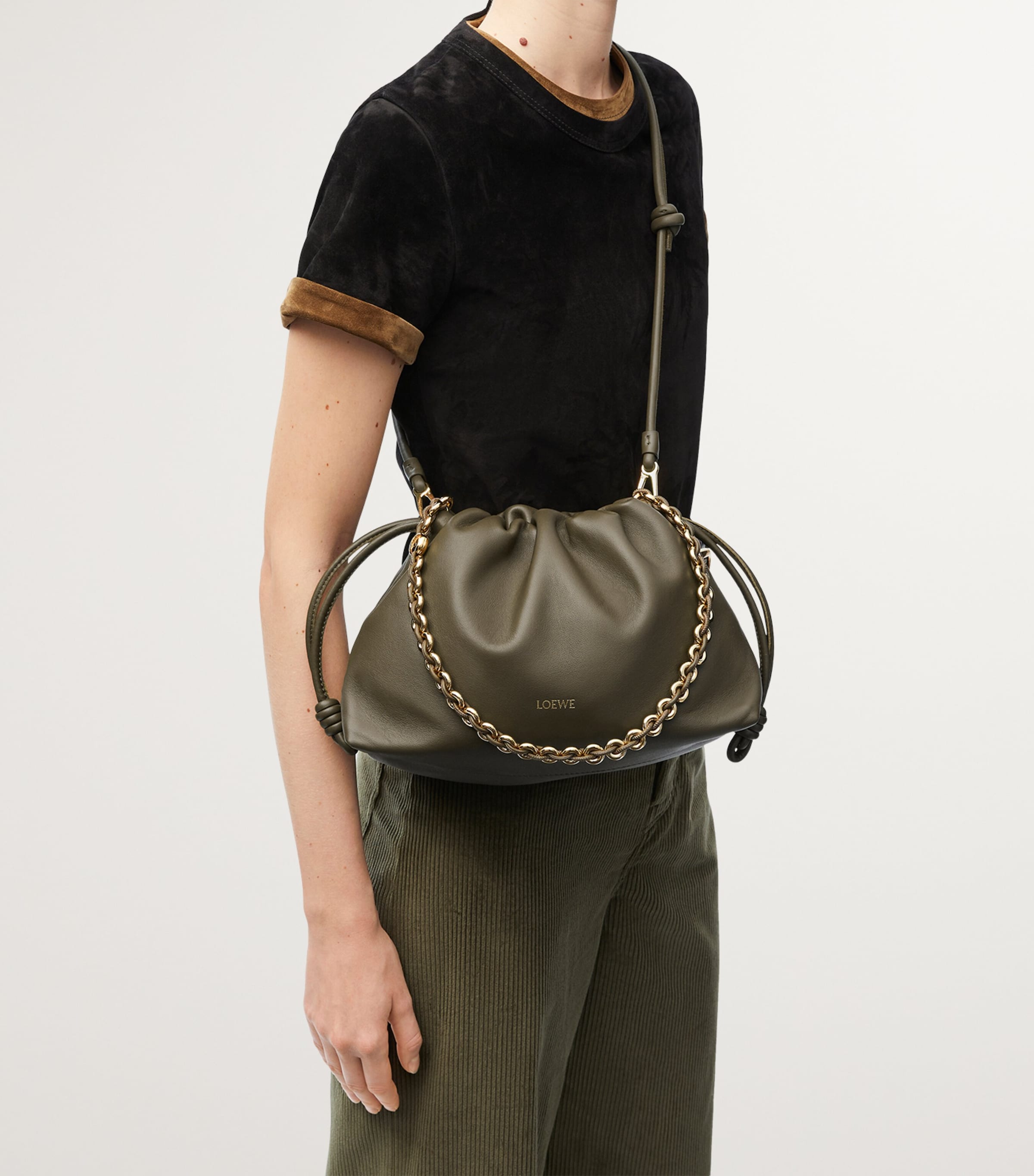 Leather Flamenco Purse DARK KHAKI GREEN Image 4