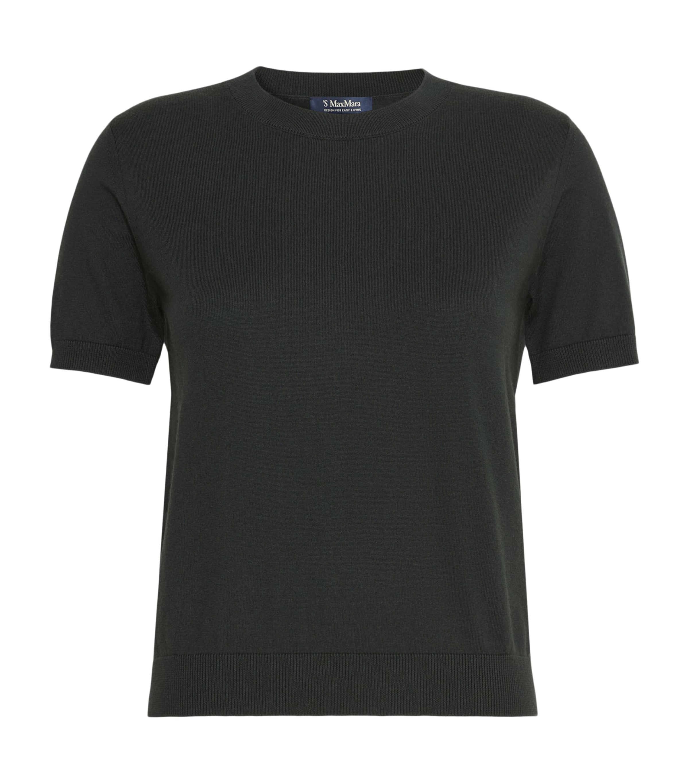 Max Mara Womens Cashmere-Blend Knitted T-Shirt Dark Green Image 1