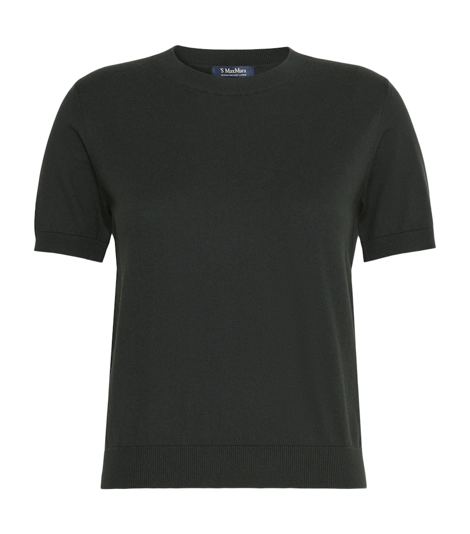 Max Mara Womens Cashmere-Blend Knitted T-Shirt Dark Green Image 1
