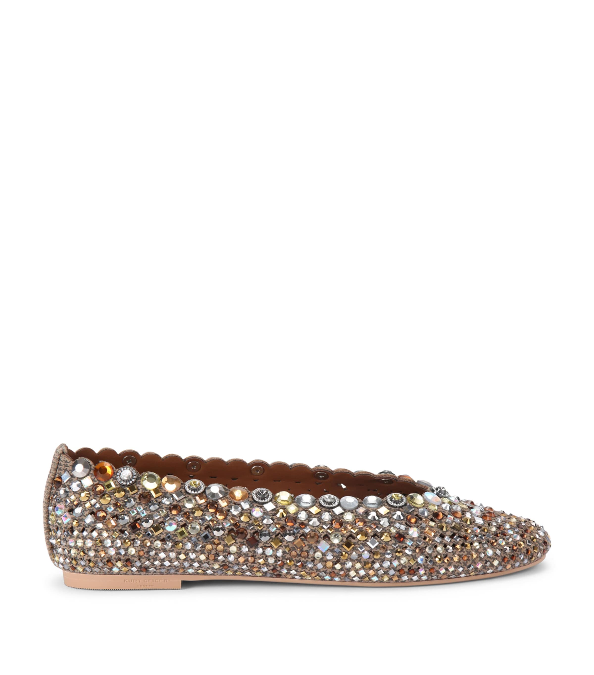 Kurt Geiger London Jewel Perforated Ballet Flats Beige Comb Image 1
