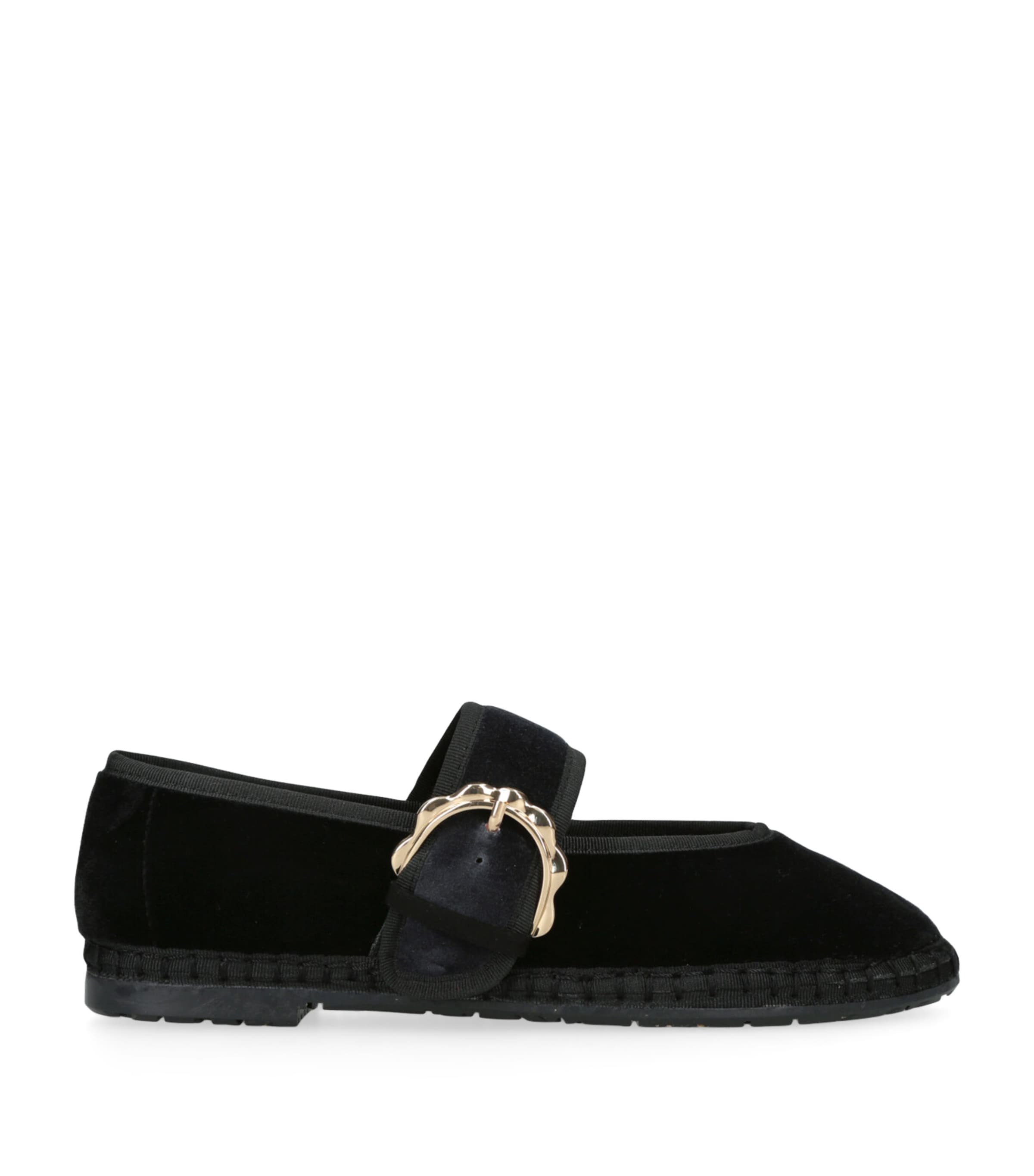 Flabelus Velvet Sophie Mary Janes In Black