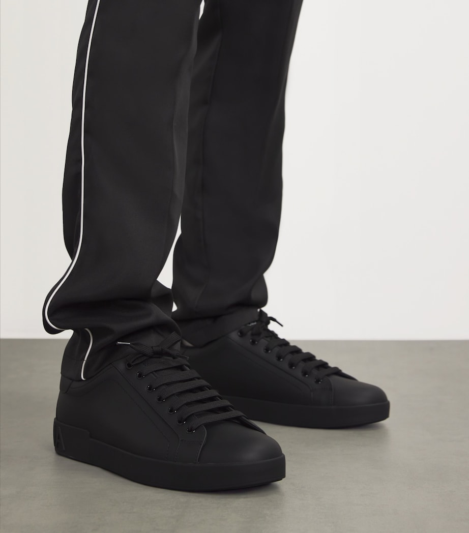Leather Logo Sneakers 80999-BLACK Image 6