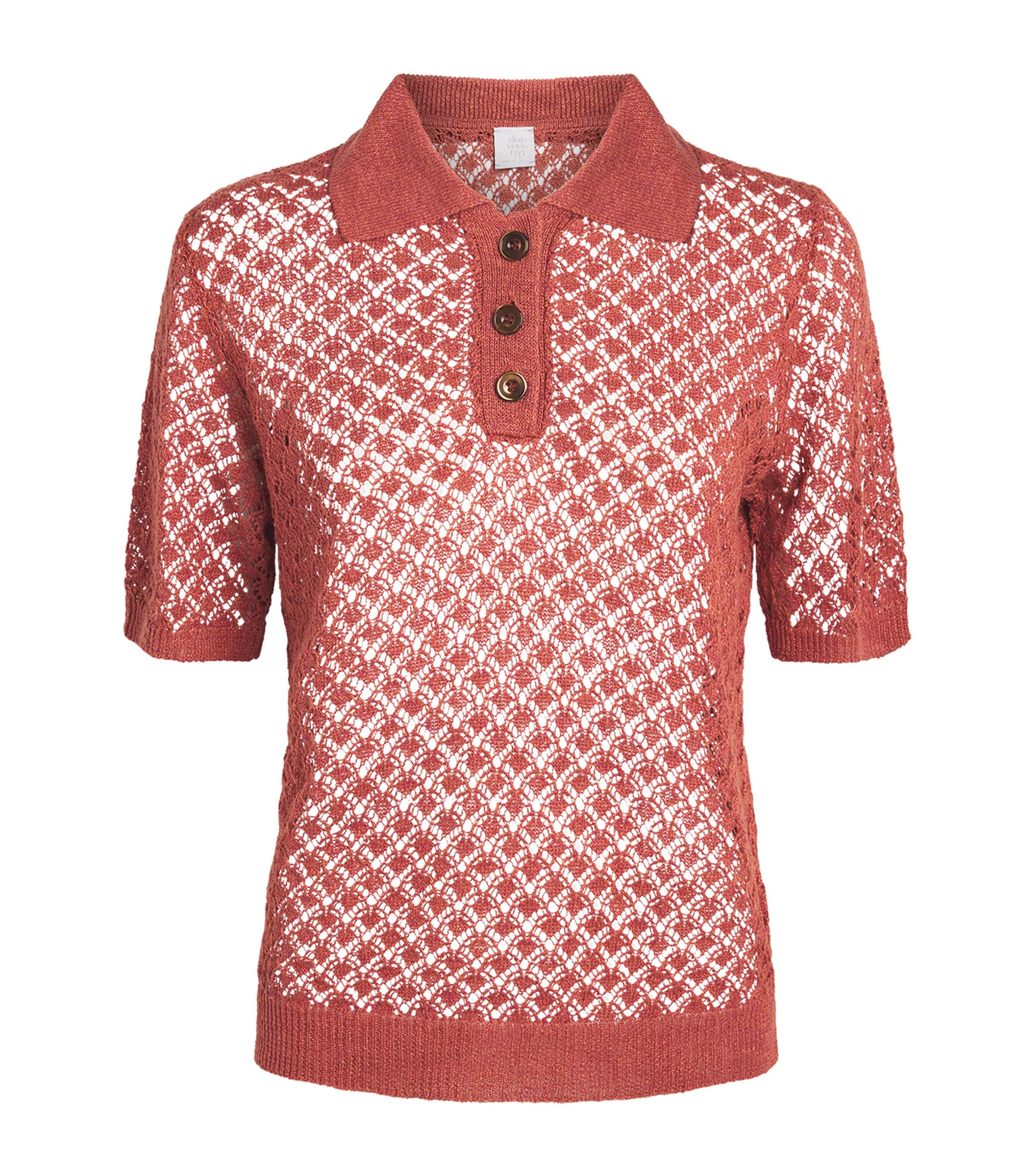 Eleventy Linen-silk Polo Sweater In Red