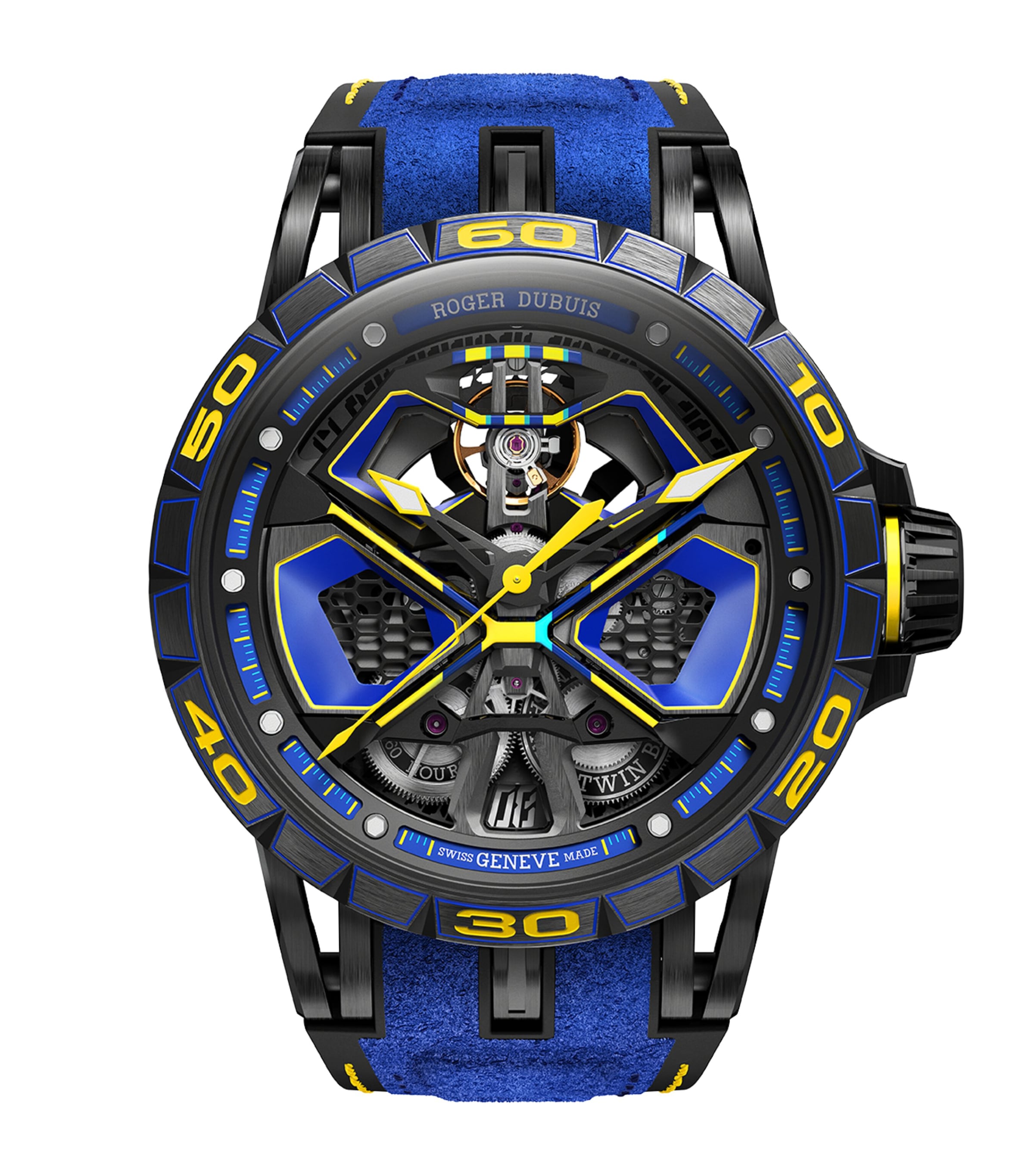 x Lamborghini Titanium Excalibur Spider Monobalancier Huracán Watch 45mm BLUE Image 1