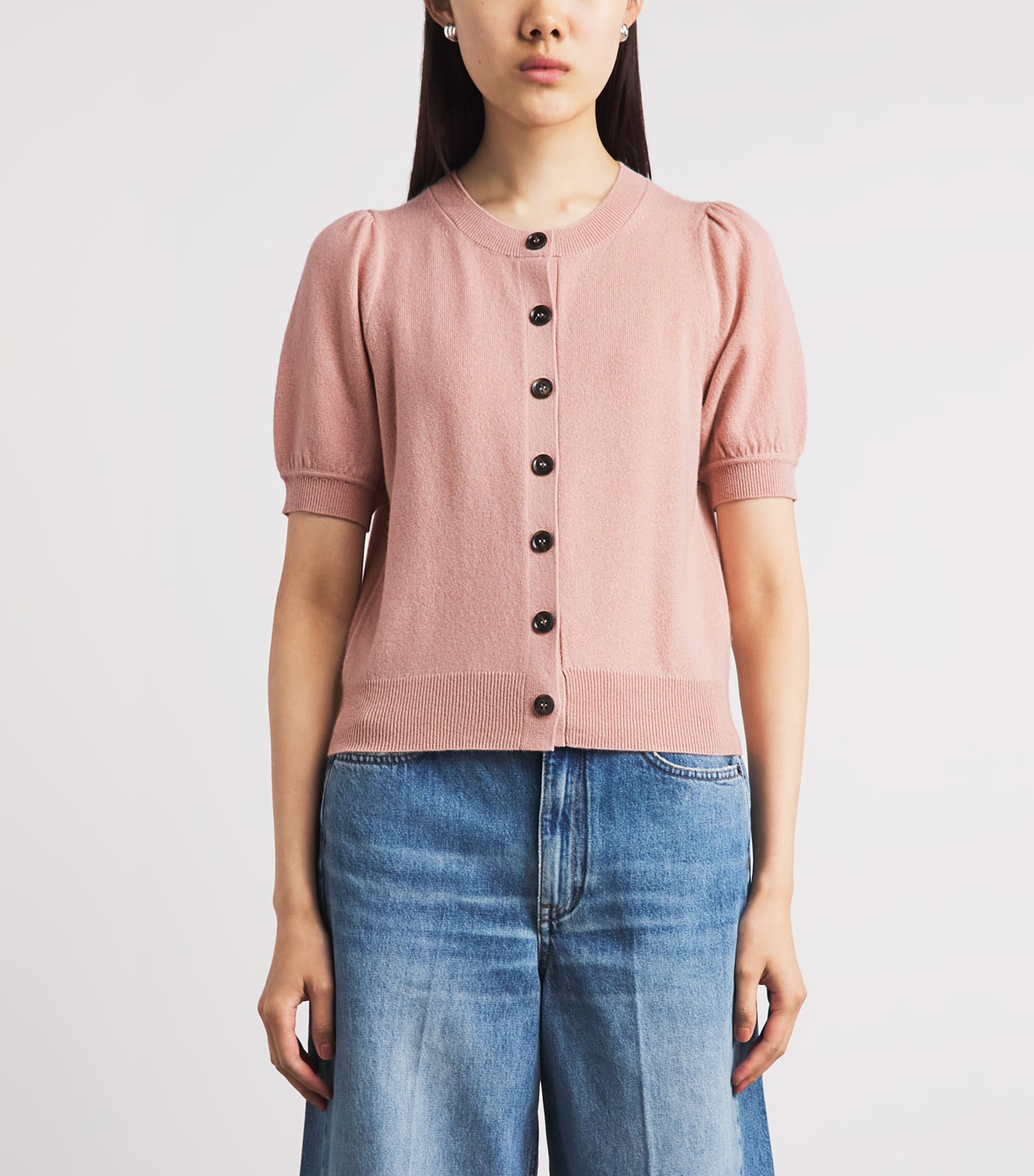 ME+EM Womens Cashmere Cardigan Pale Blush Image 4