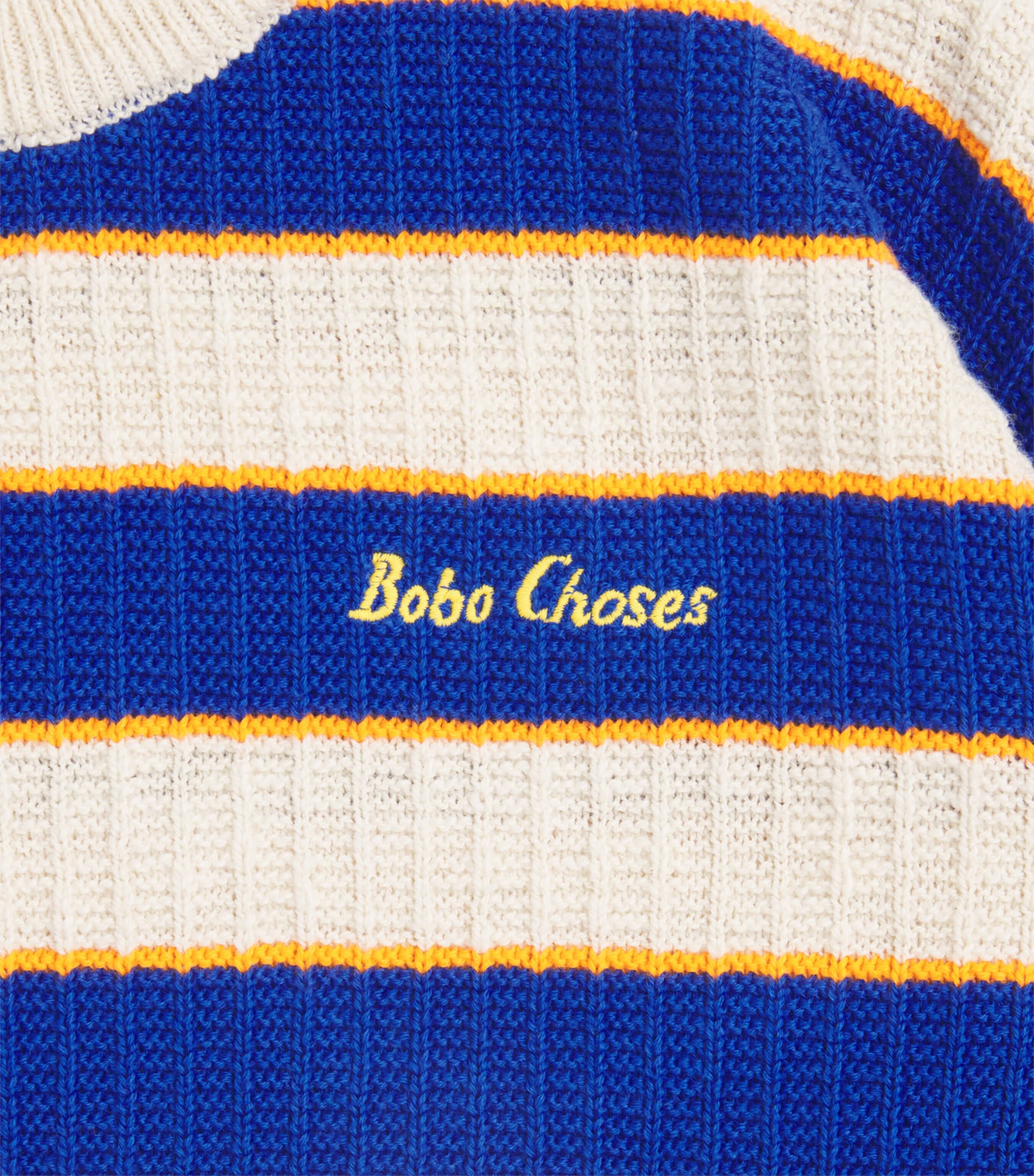 Cotton Stripe Logo Sweater (6-7 Years) BLUE Image 3
