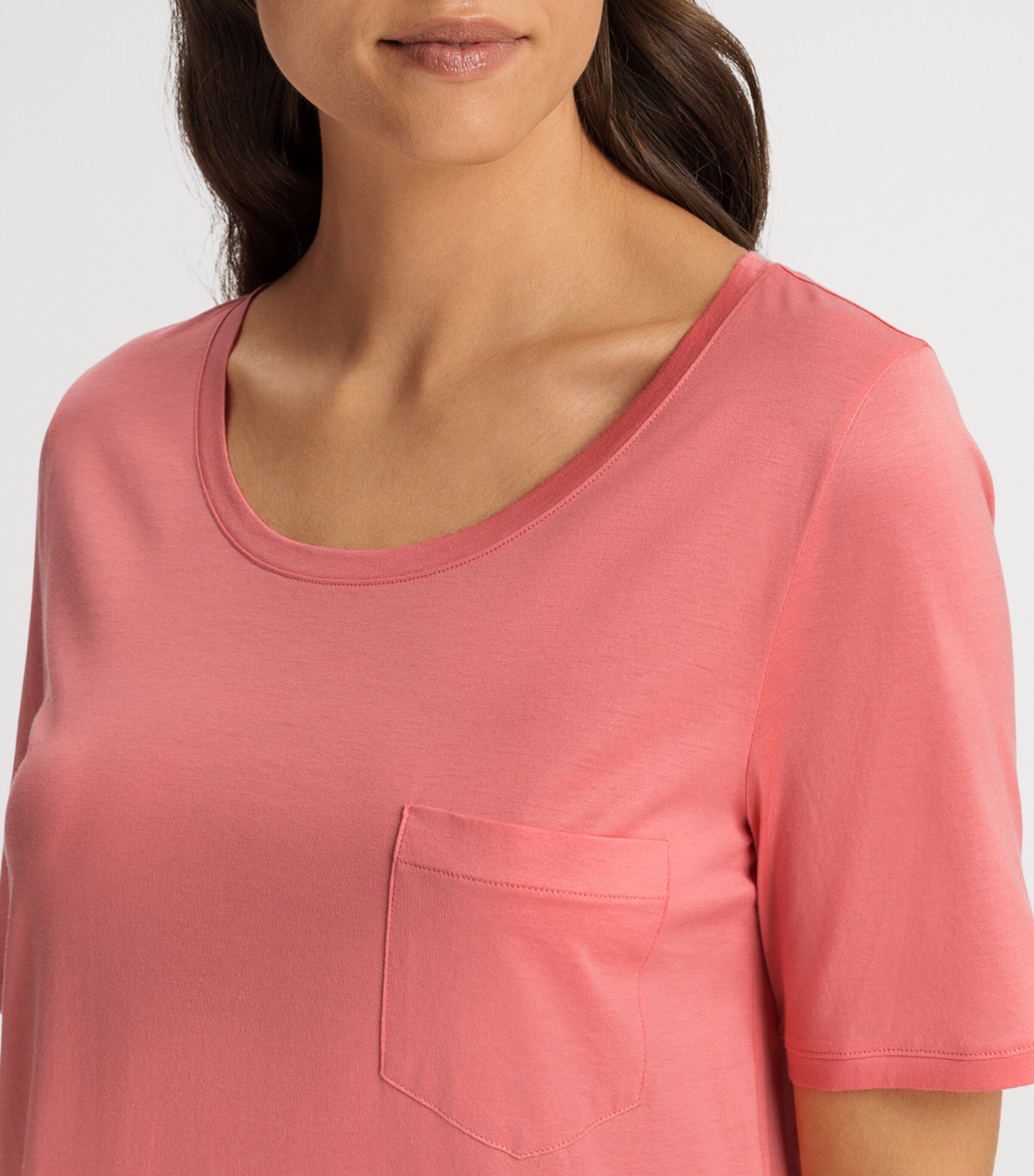 Hanro Womens Cotton Deluxe Short Sleeve Nightdress Lantana Image 6