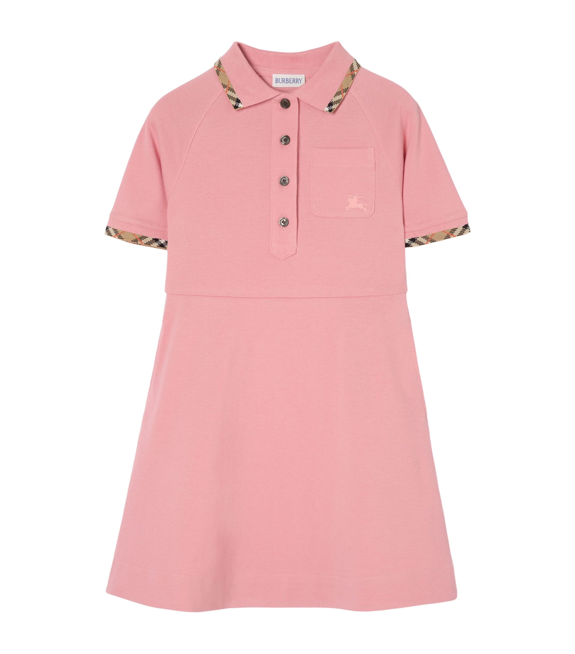 Burberry Kids Cotton Polo Shirt Dress (4-12 Years) Sweetpea Pink Image 1