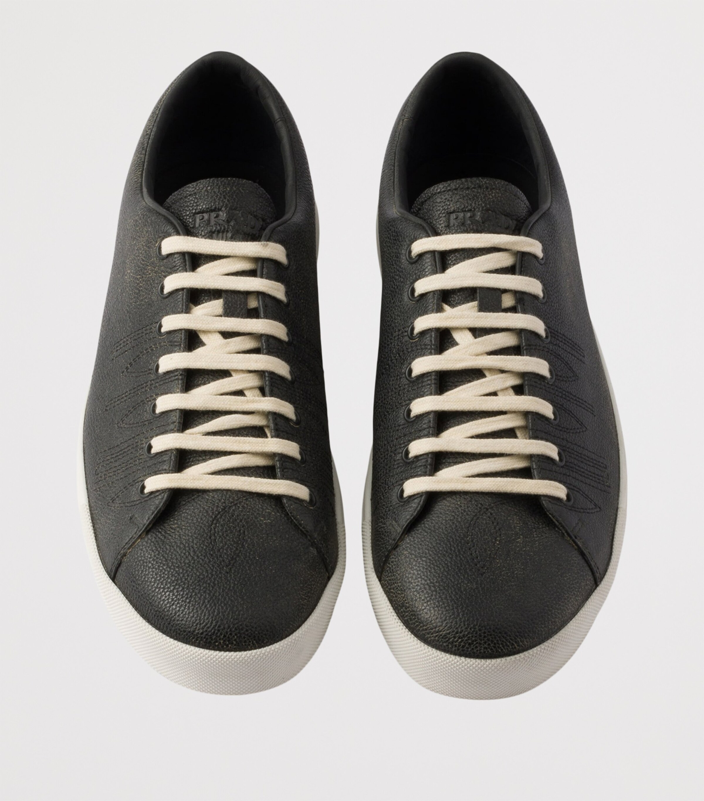 Prada Leather Aged Low-Top Sneakers Image 4
