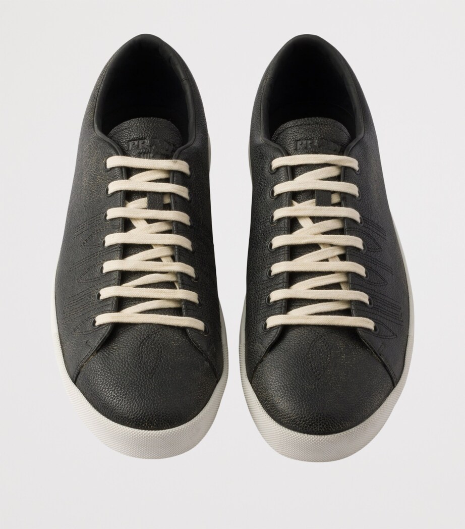 Prada Leather Aged Low-Top Sneakers Image 4