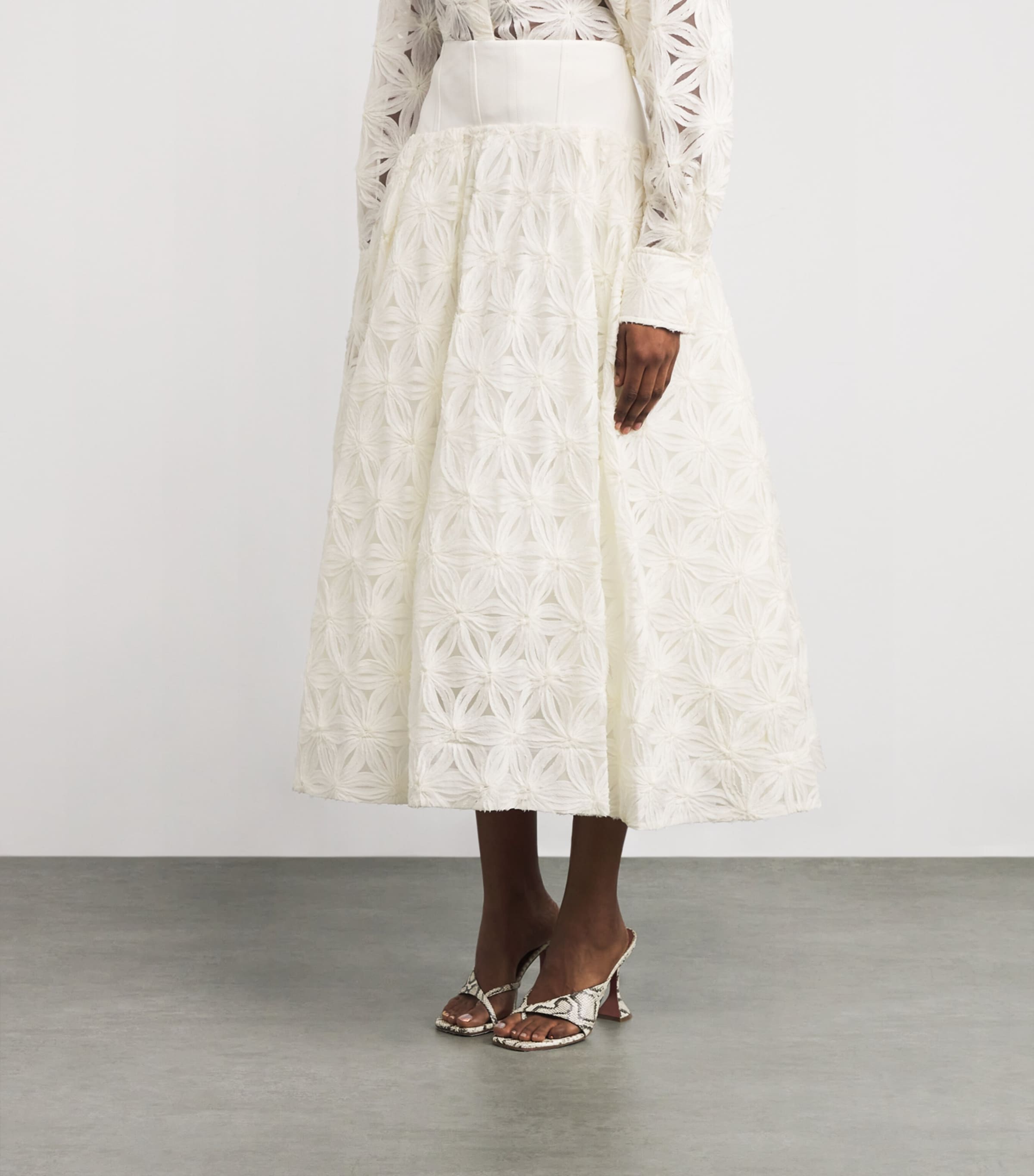 Embroidered Mindy Midi Skirt IVORY Image 3