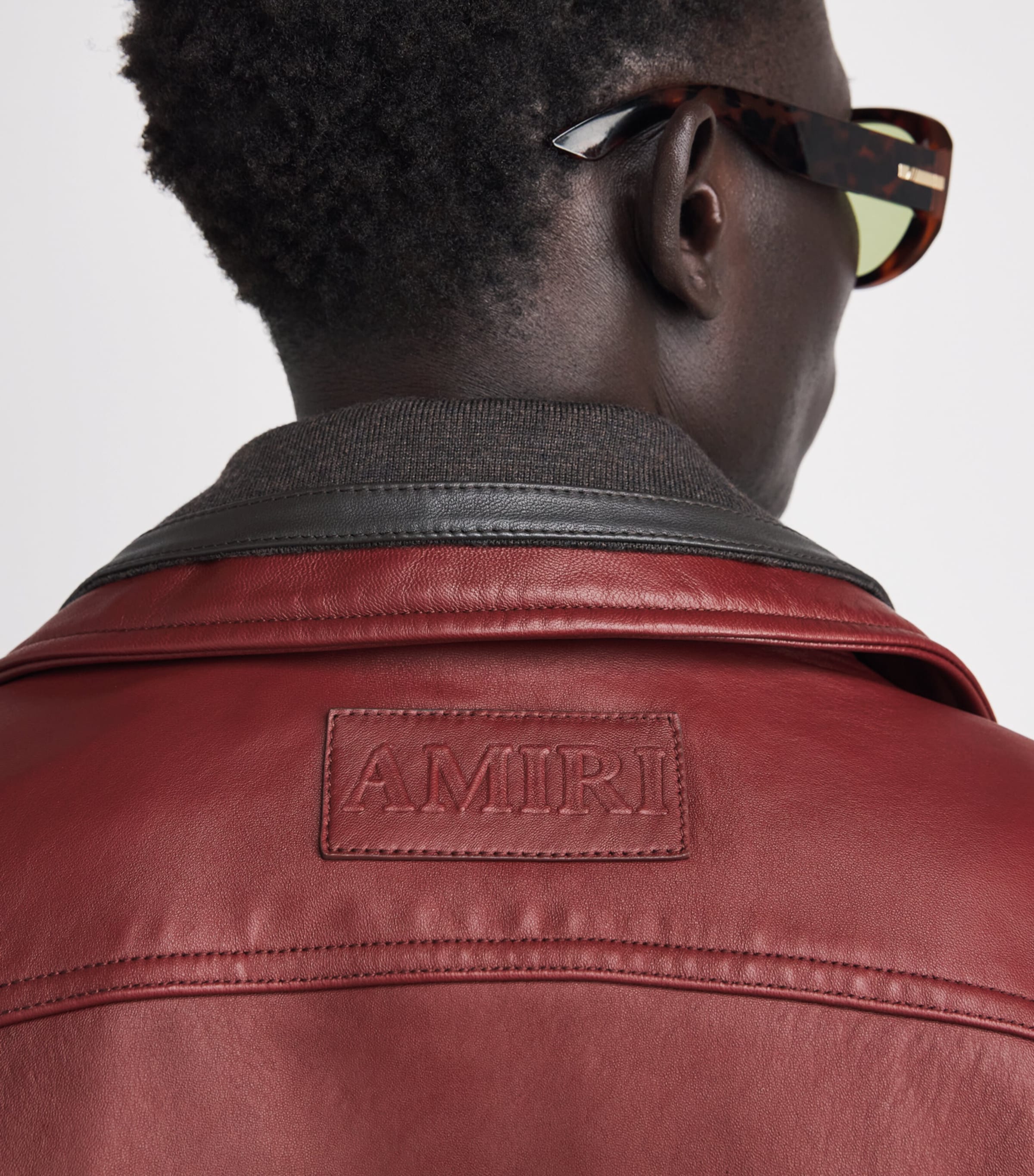 AMIRI Mens Vintage-Cut Leather Jacket Brick Image 3