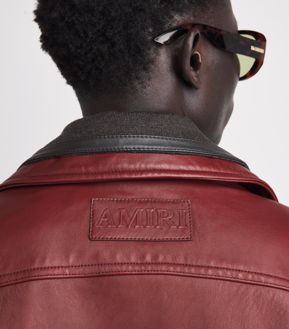 AMIRI Mens Vintage-Cut Leather Jacket Brick Image 3