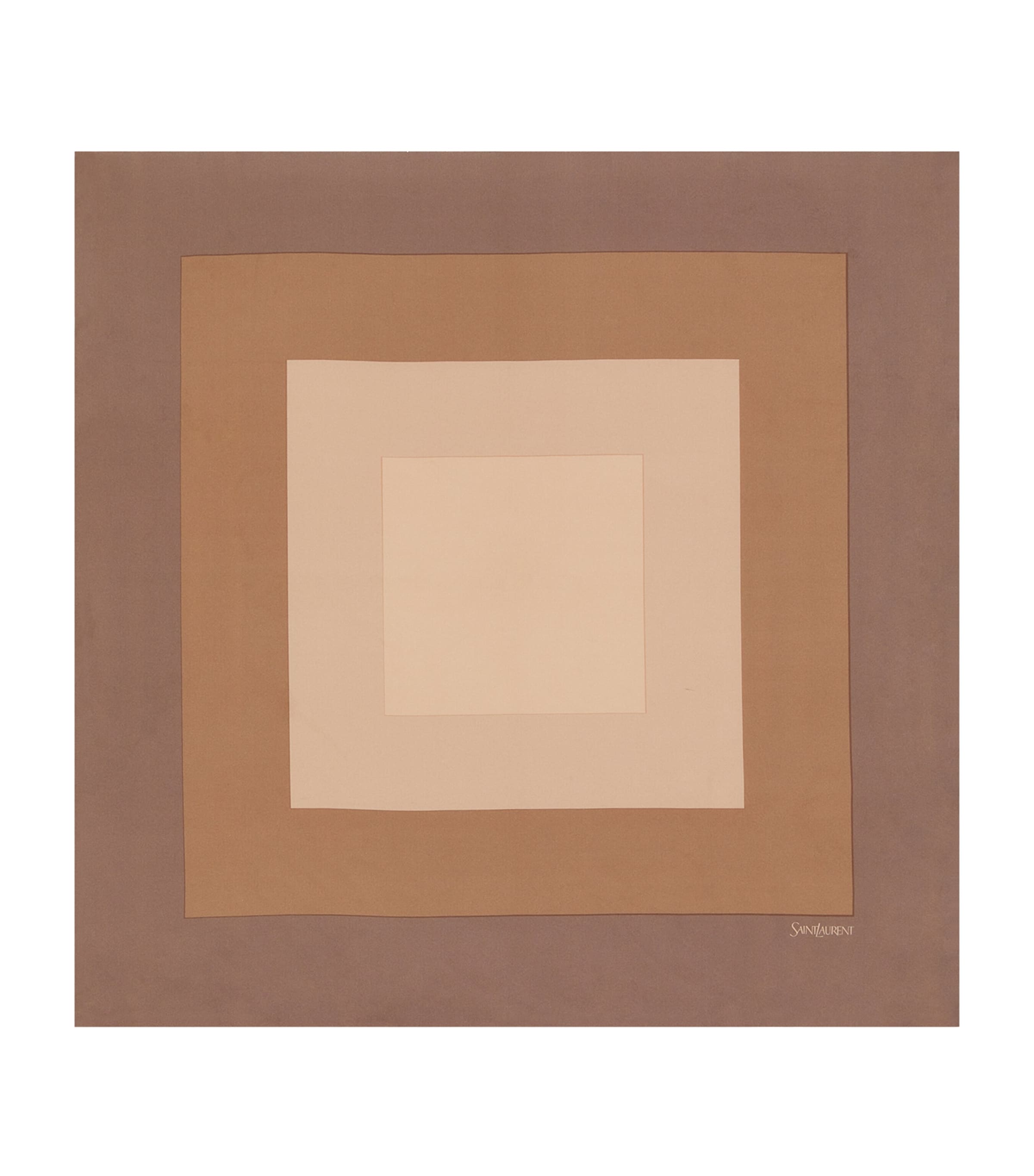 Saint Laurent Silk Geometric Print Scarf In Brown