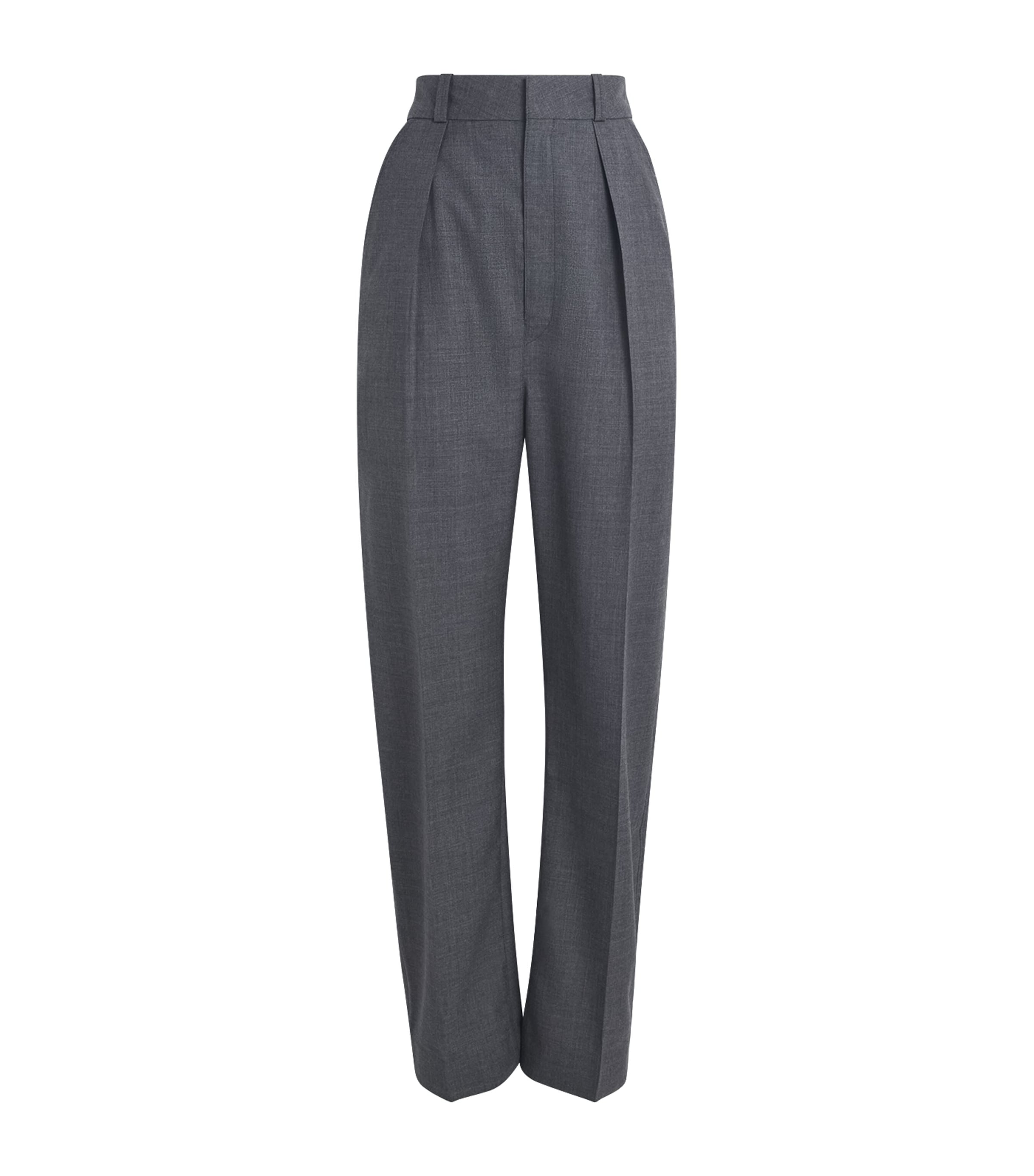 Wool Dropped Crotch Tailored Trousers MU099 GREY MELANGE Image 1