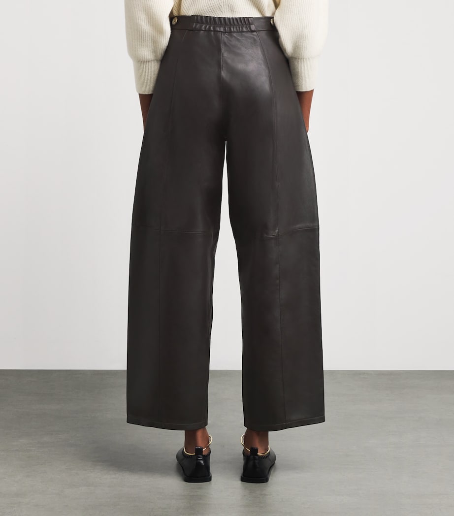 Leather Wide-Leg Trousers E04 ESPRESSO Image 4