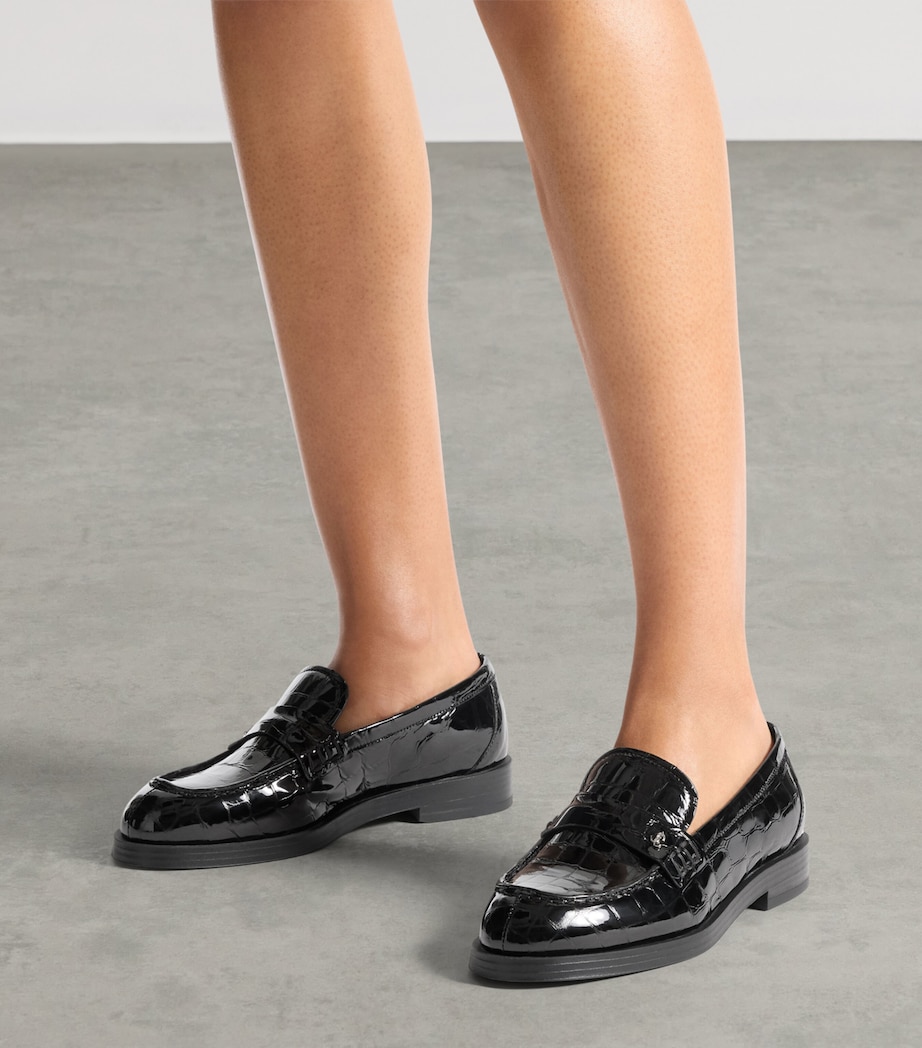 Jimmy Choo Womens Ivy Croc-Embossed Leather Loafers Black Image 2