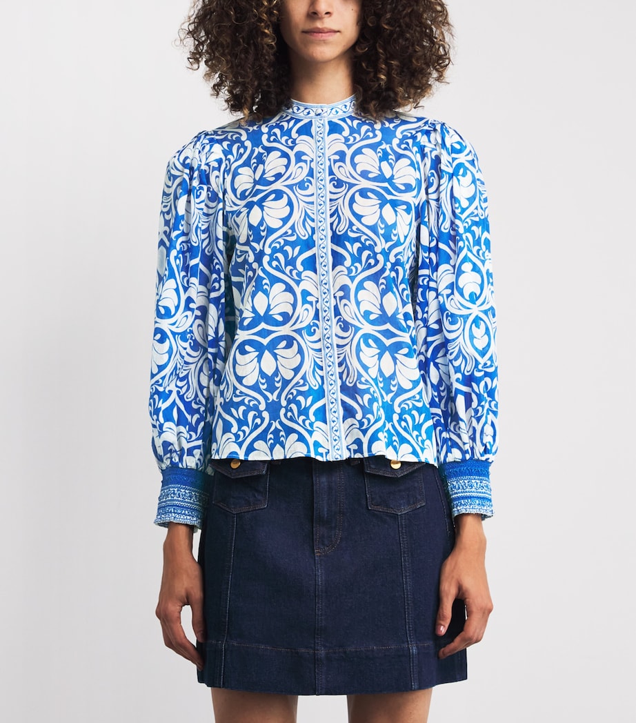 Cotton April Pleated Blouse SOIREE TRUE BLU J478 Image 3