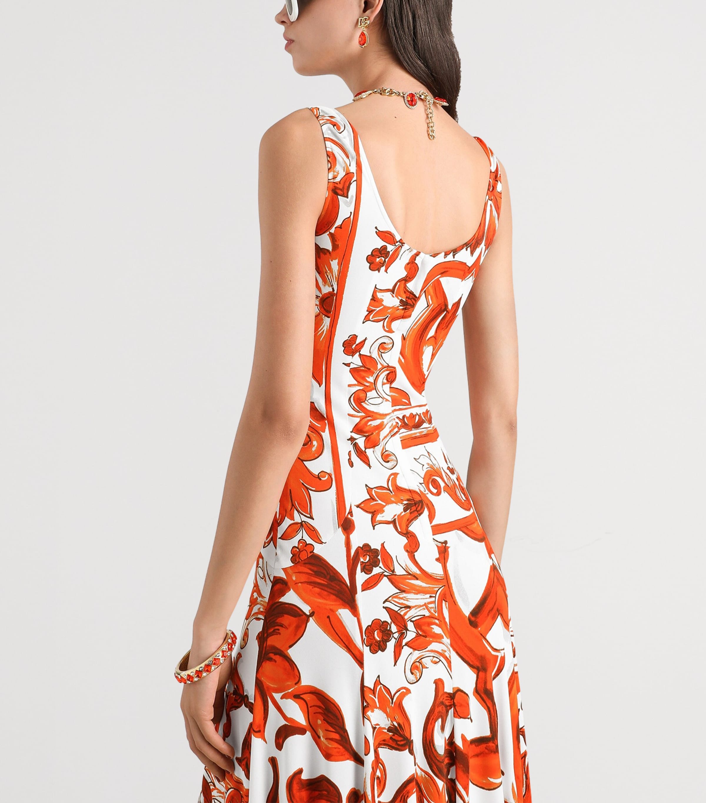 Dolce&Gabbana Womens Silk Majolica Print Maxi Dress Mix Maiolica O Image 3