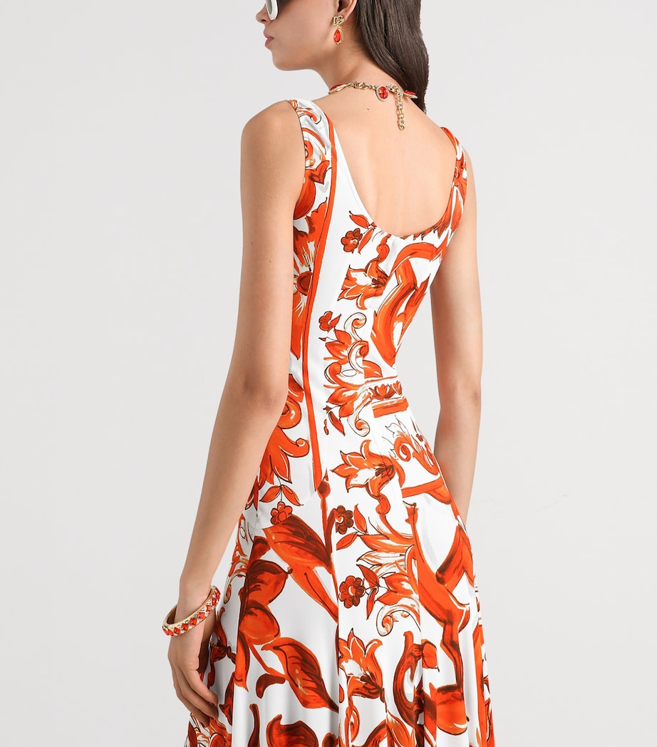 Dolce&Gabbana Womens Silk Majolica Print Maxi Dress Mix Maiolica O Image 3