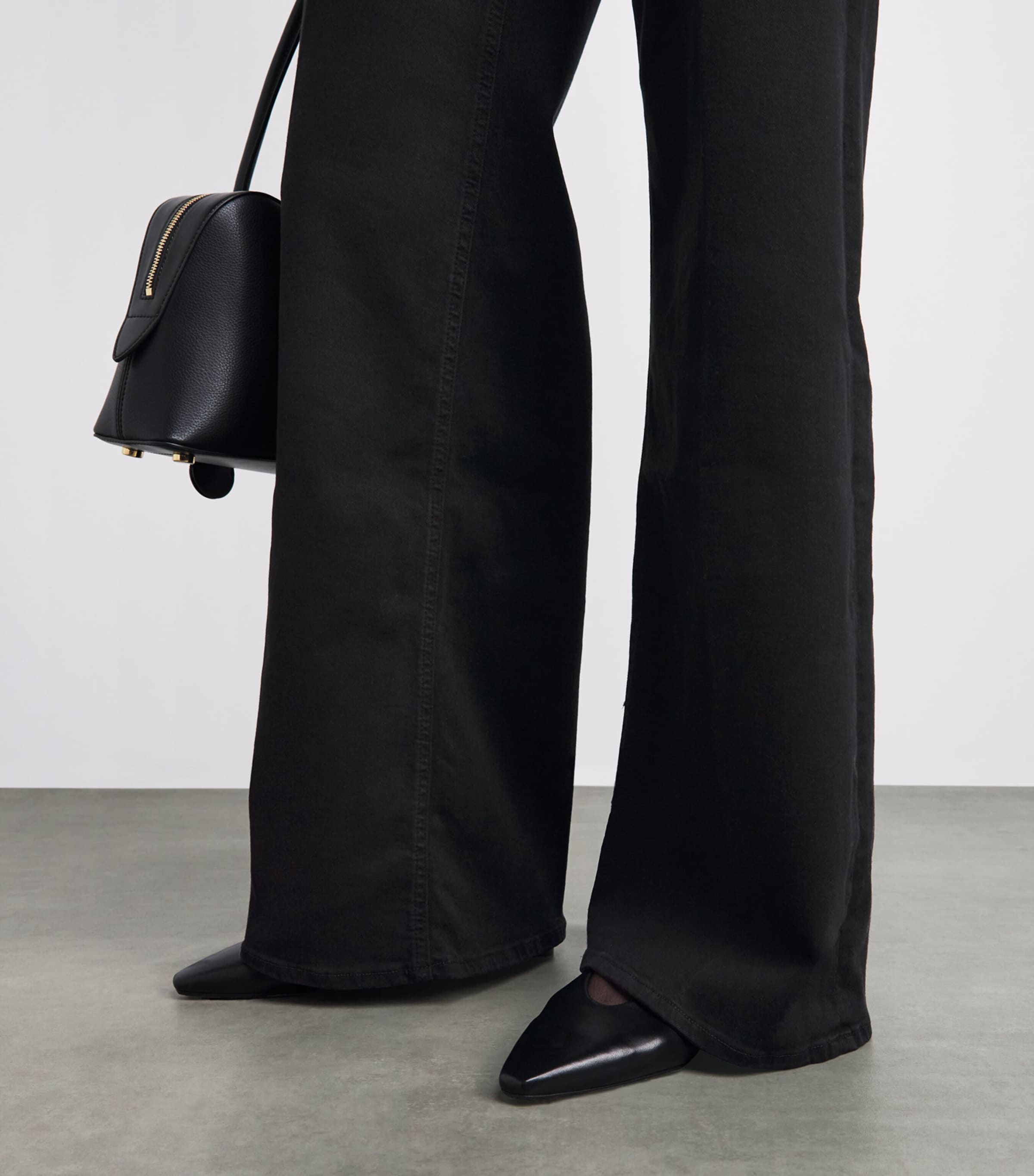 Citizens of Humanity Womens Lyra Wide-Leg Jeans Push Black Image 3