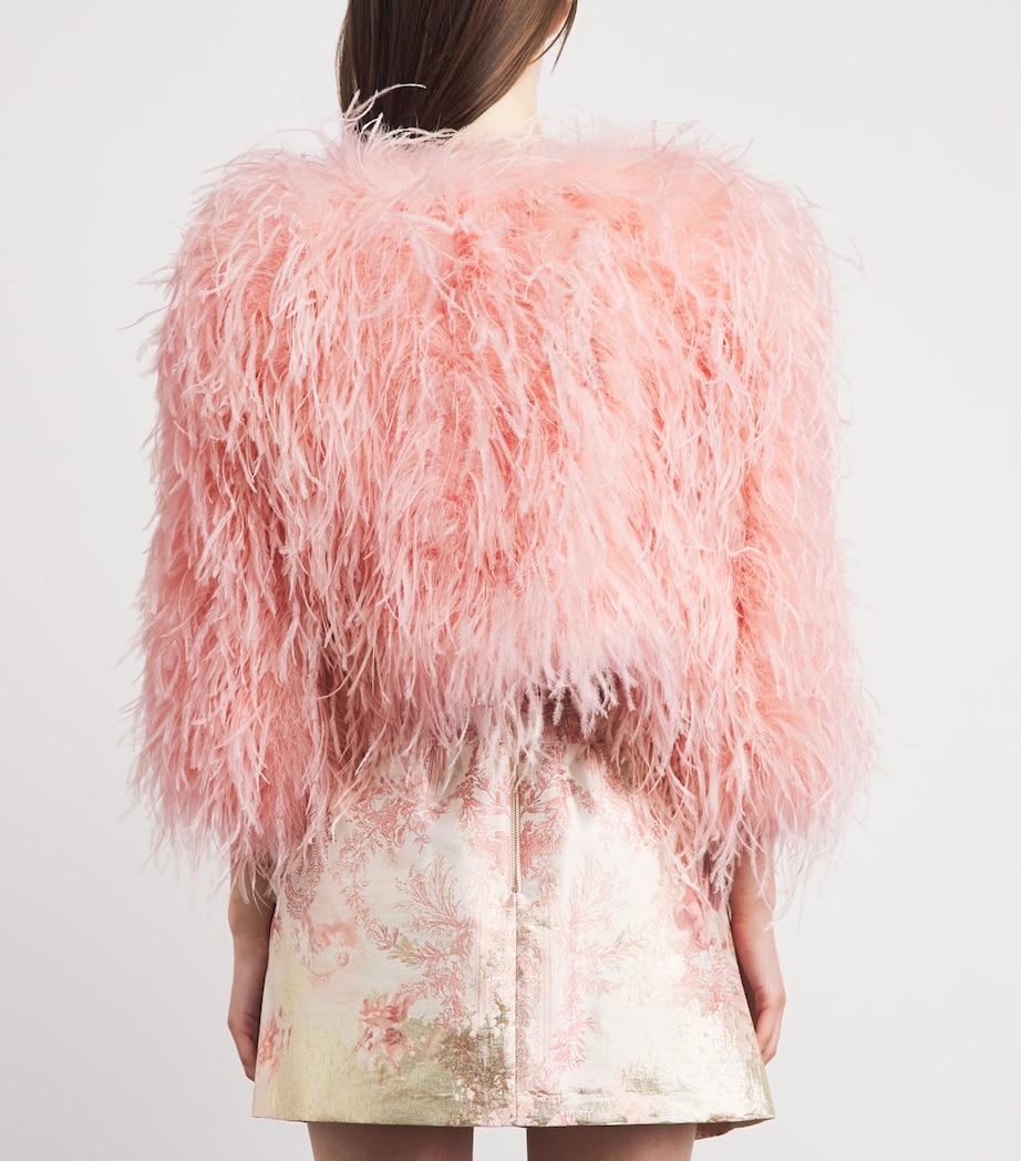 Alice+Olivia Womens Ostrich Feather Kidman Jacket En Rose Toile Image 5