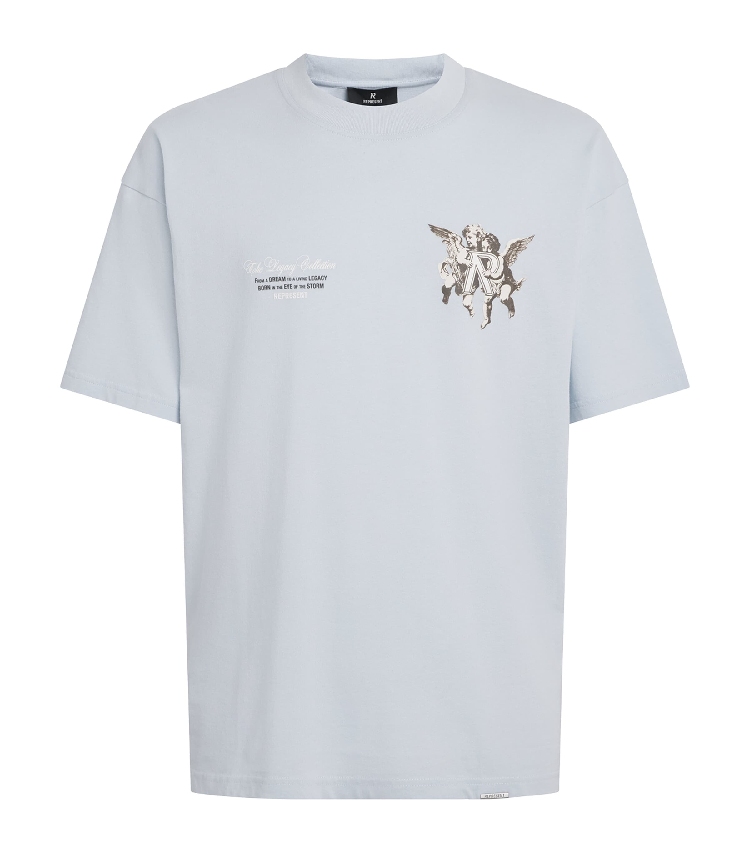 Represent Heavenly T-shirt With Cherubini Print In Blue