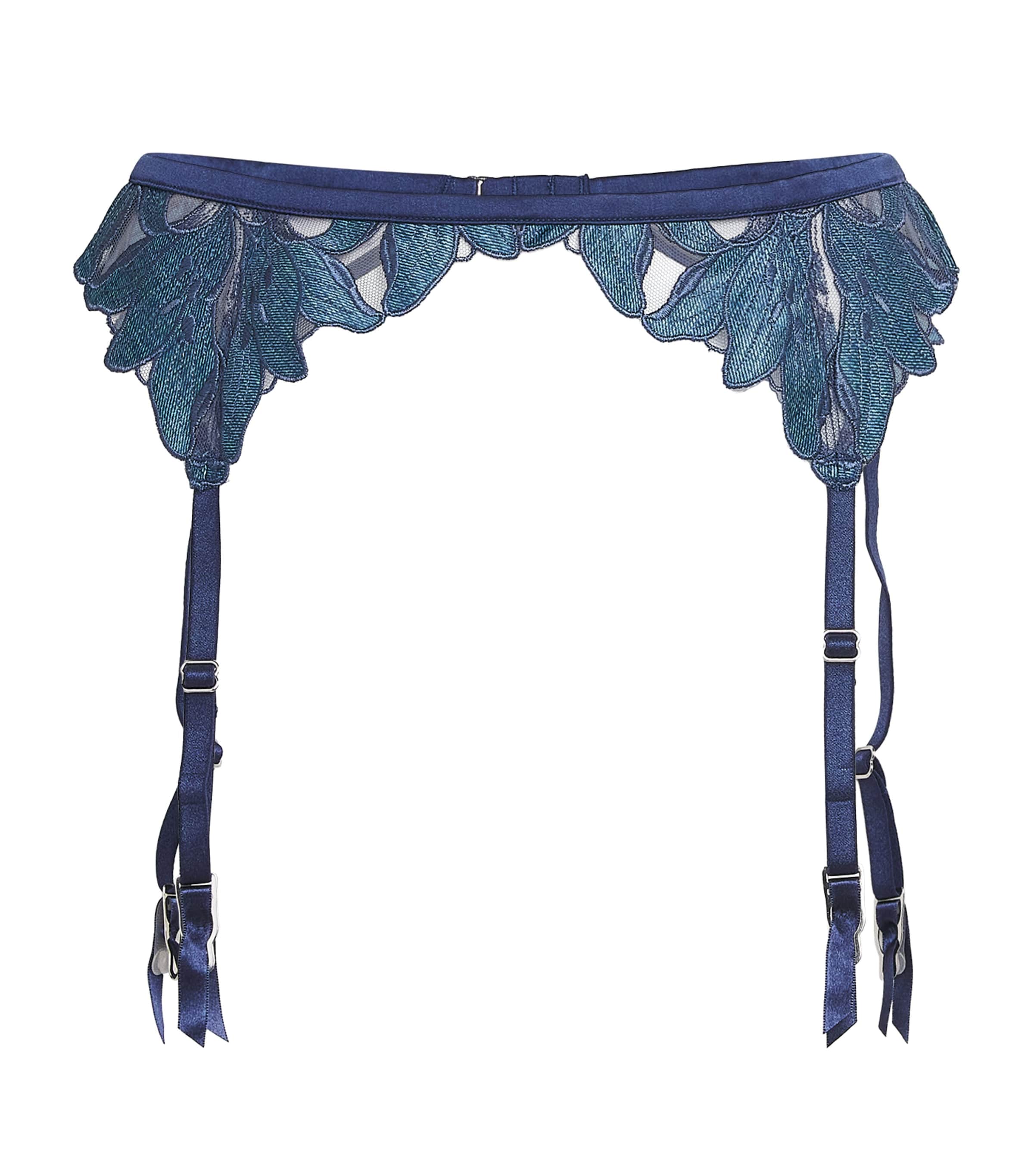 Fleur Du Mal Lily Embroidered Suspender Belt In Brown