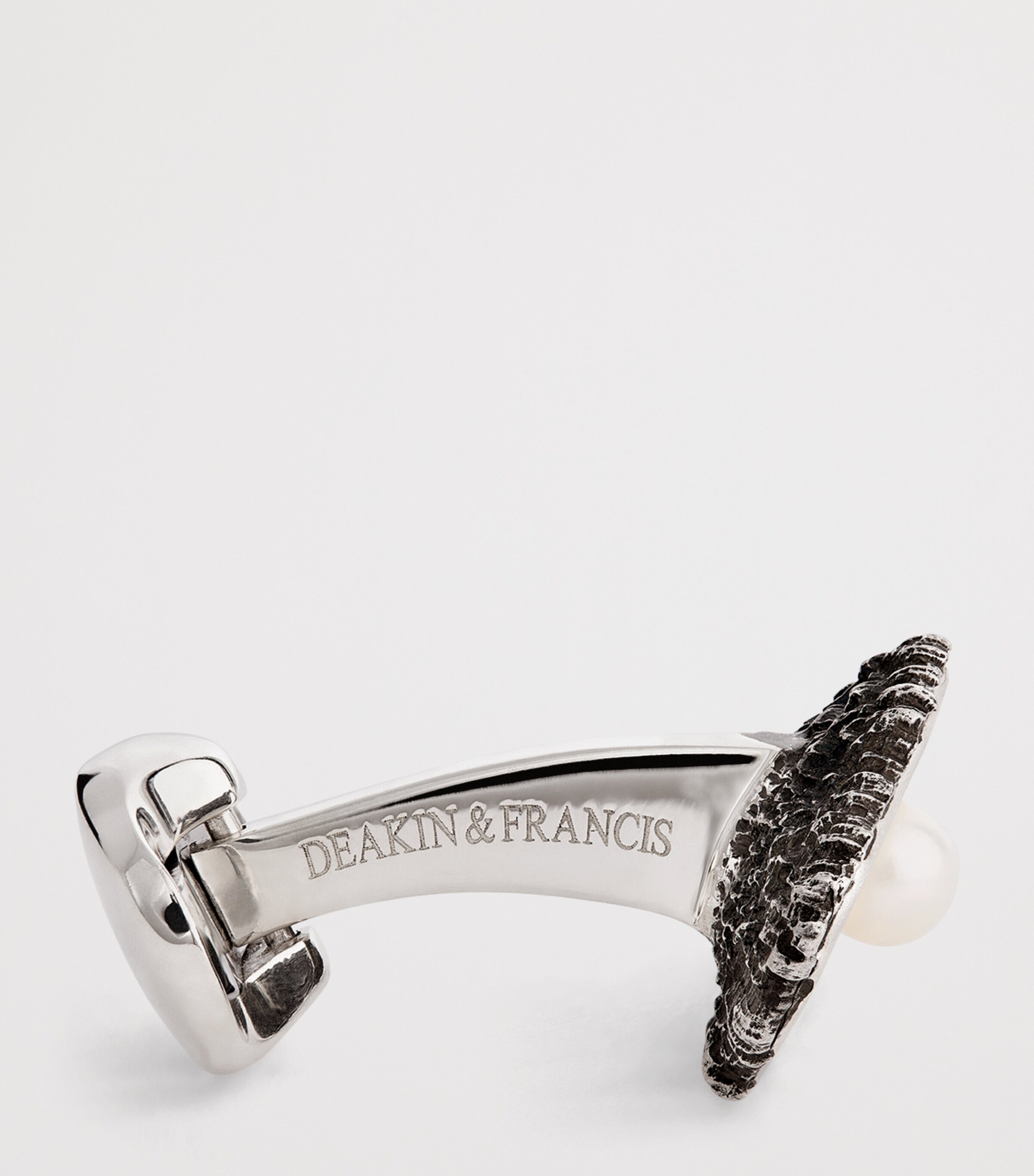 Deakin & Francis Sterling Silver Oyster and Pearl Cufflinks Silver Image 4
