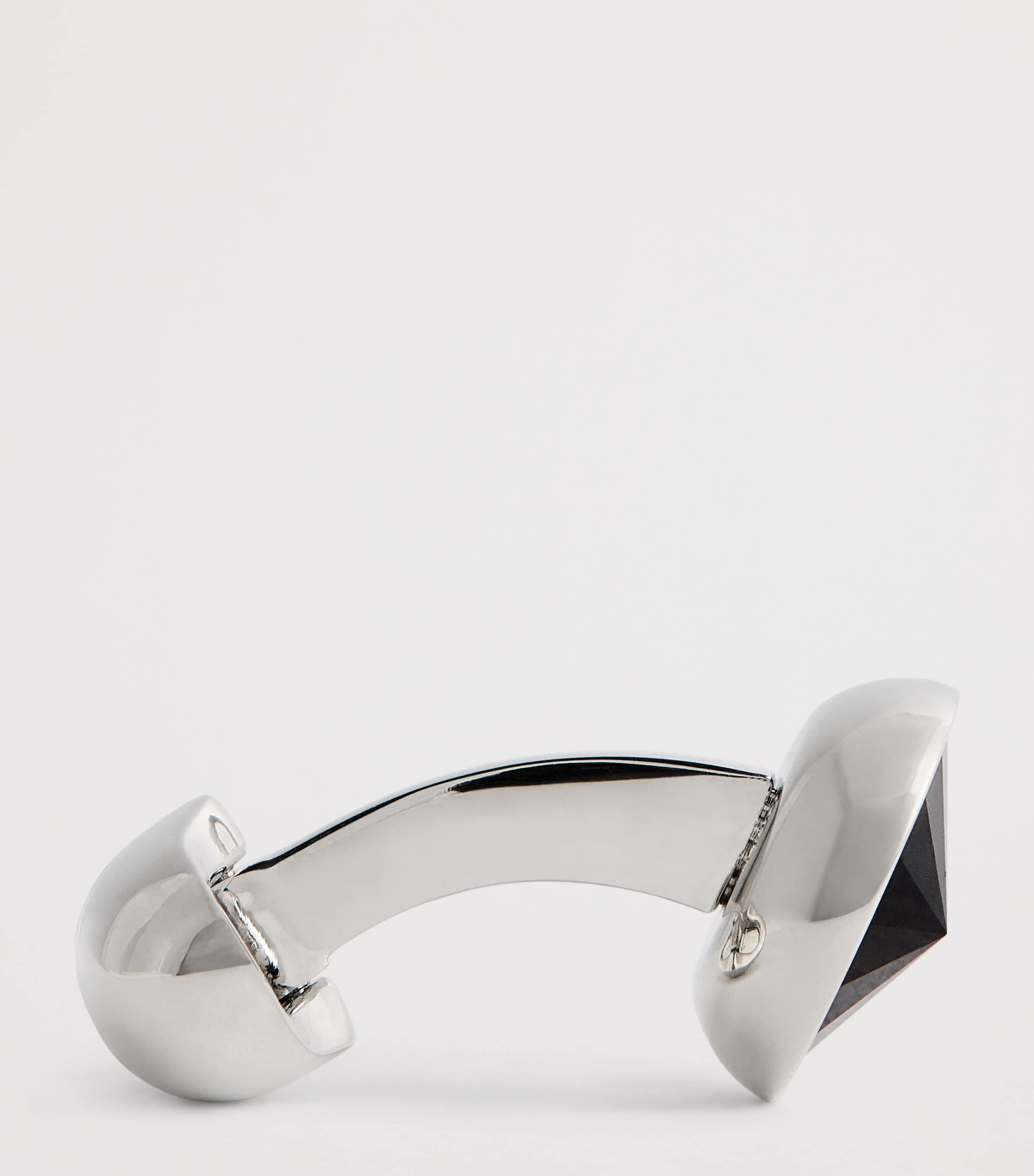 Rhodium-Plated Embellished Galileo Cufflinks JET Image 4