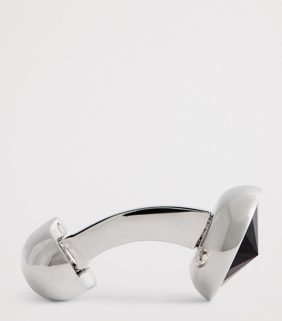 Rhodium-Plated Embellished Galileo Cufflinks JET Image 4