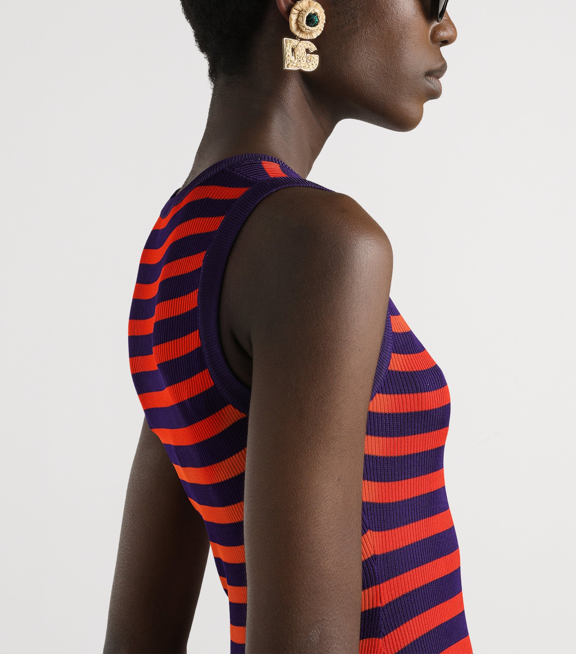 Rib-Knit Stripe Maxi Dress F4524-VIOLA/ROSSO Image 5