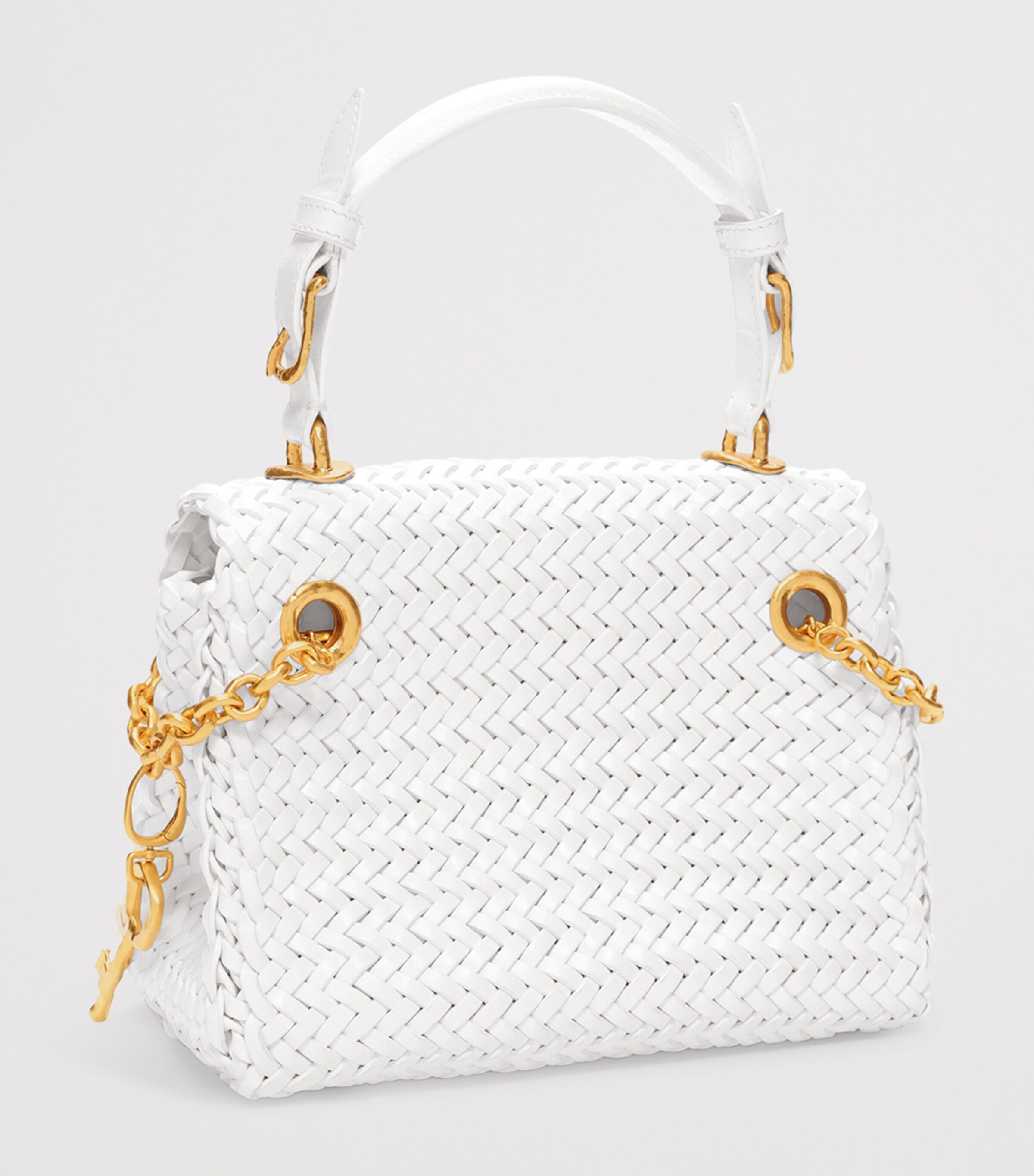 Schiaparelli Mini Calfskin Bijoux Secret Top-Handle Bag White Image 3