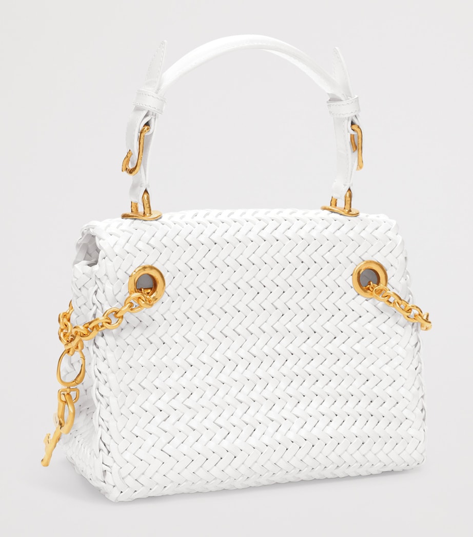 Schiaparelli Mini Calfskin Bijoux Secret Top-Handle Bag White Image 3