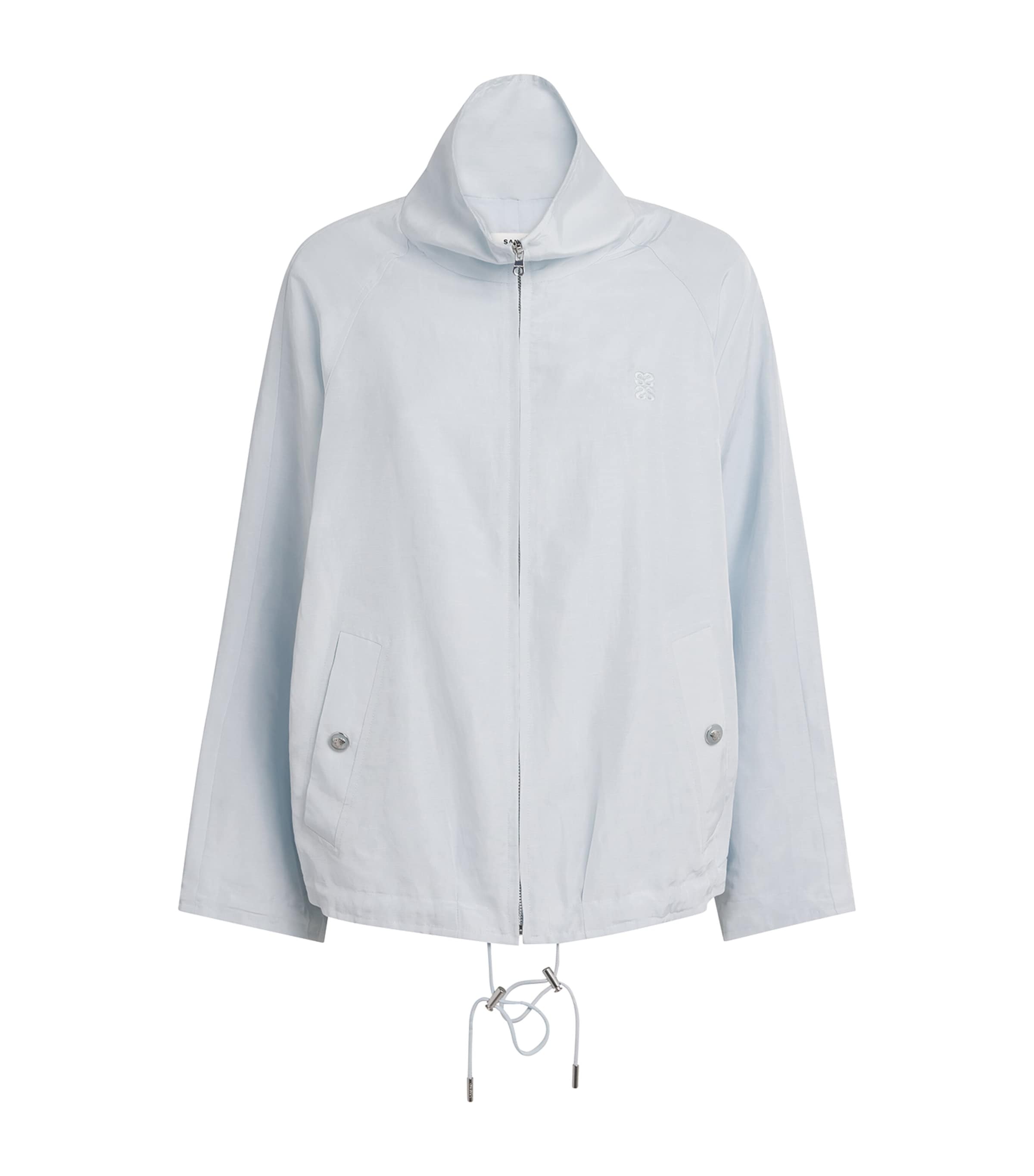 Embroidered Funnel-Neck Jacket SKY BLUE Image 1