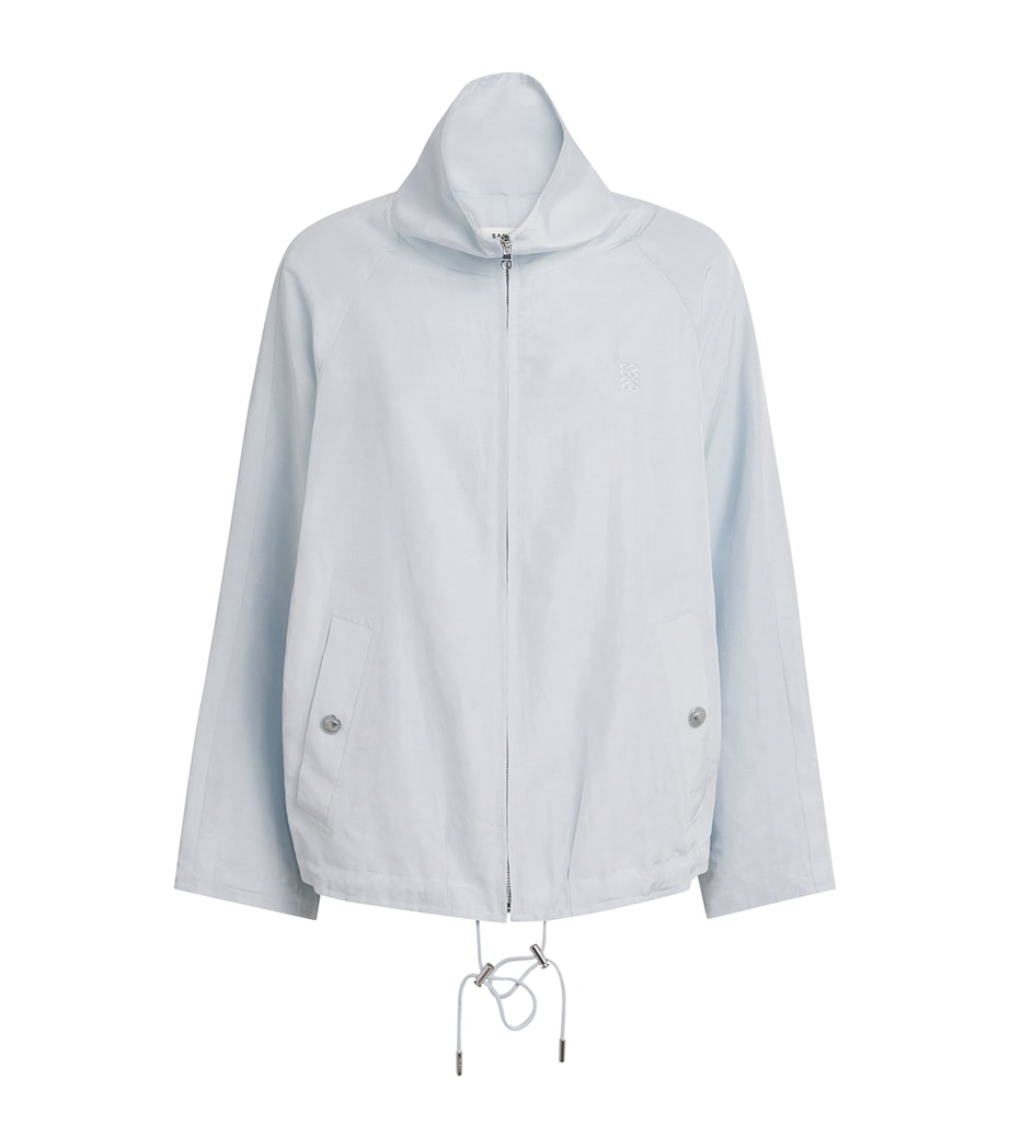 Embroidered Funnel-Neck Jacket SKY BLUE Image 1