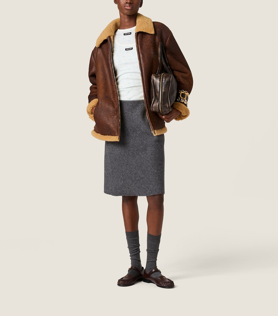 Waxed Leather Shearling-Trim Jacket F0003 Image 2