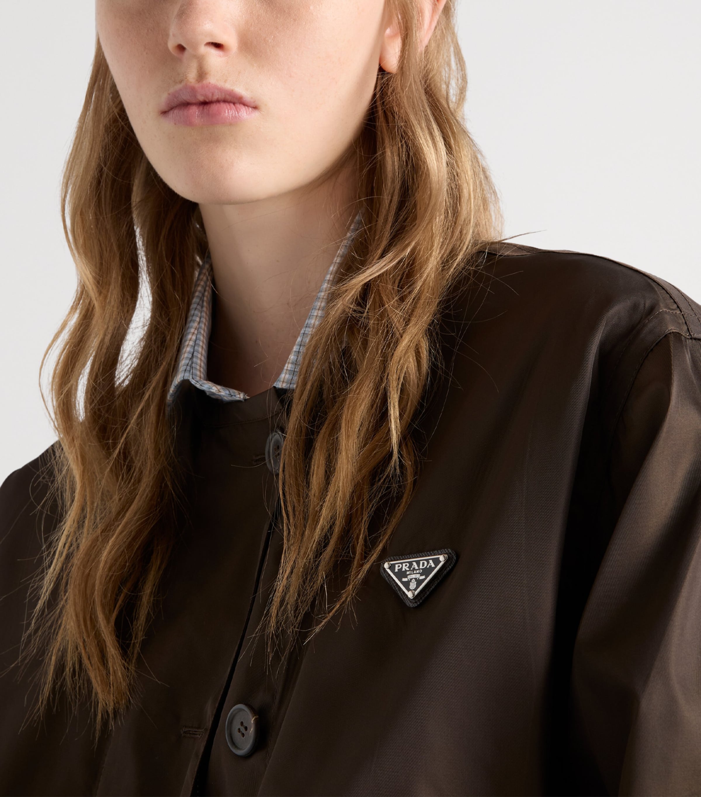 Prada Womens Re-Nylon Triangle Jacket Brown Image 4