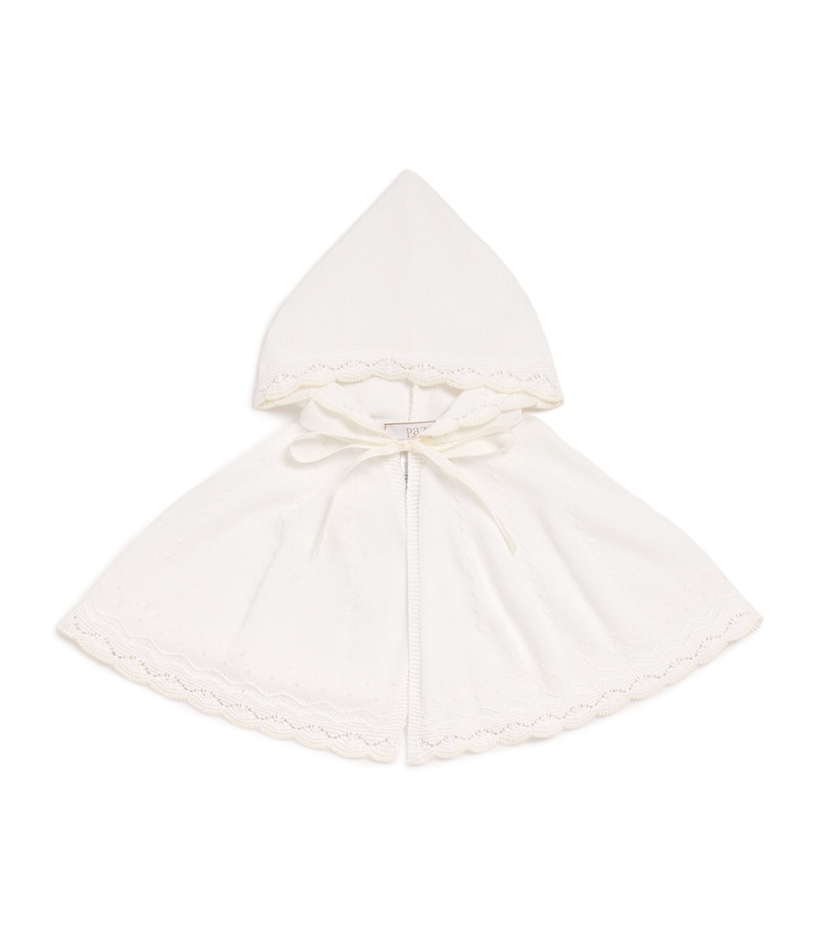 Cotton Knitted Cape (1-24 Months) 6062 H82 CREAM/BEIGE Image 1