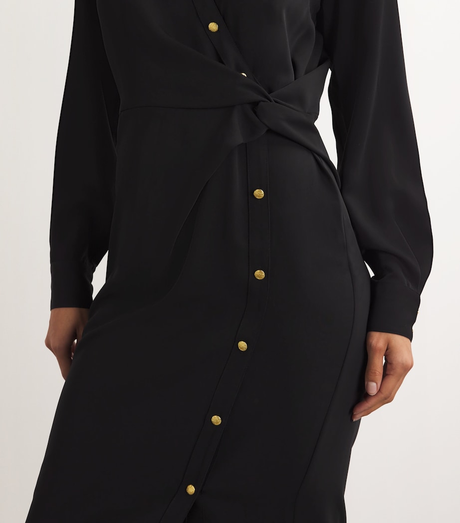 Asymmetric Wright Shirt Midi Dress BLACK Image 6