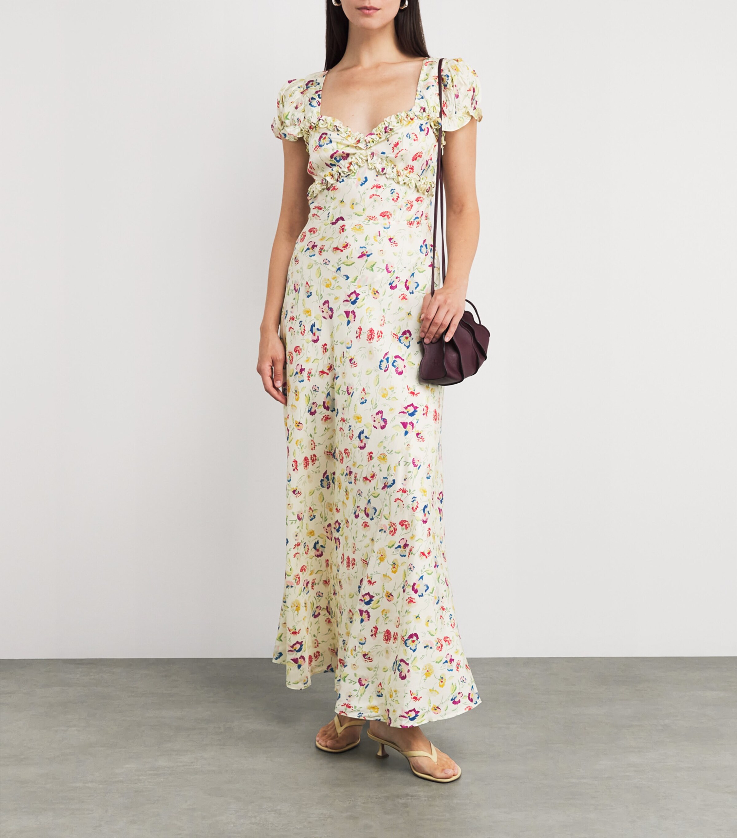 DÔEN Womens Silk-Blend Satin Valerine Maxi Dress Windswept Blooms Image 2