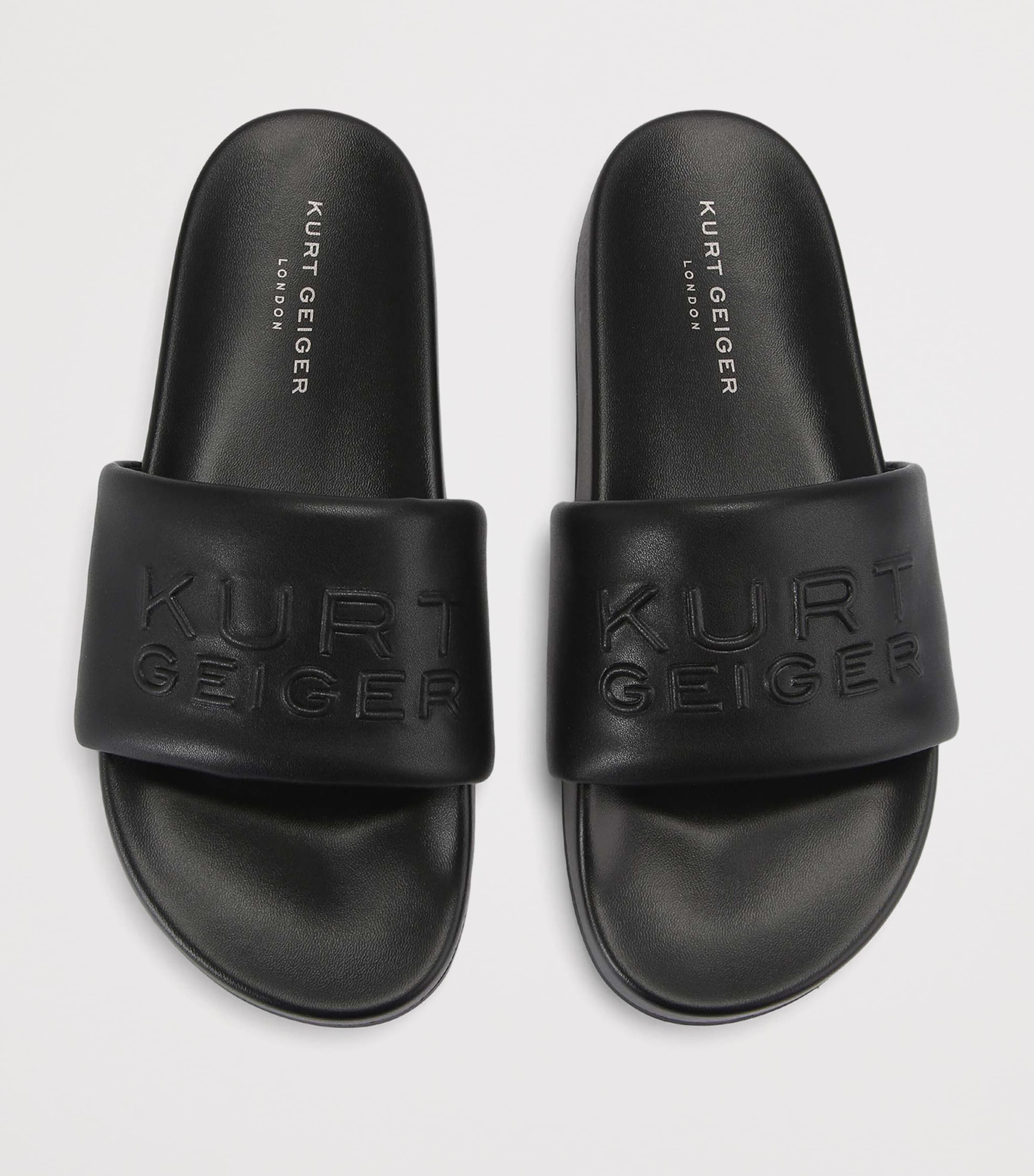 Kurt Geiger London Faux Leather Stacked Slides Black Image 4