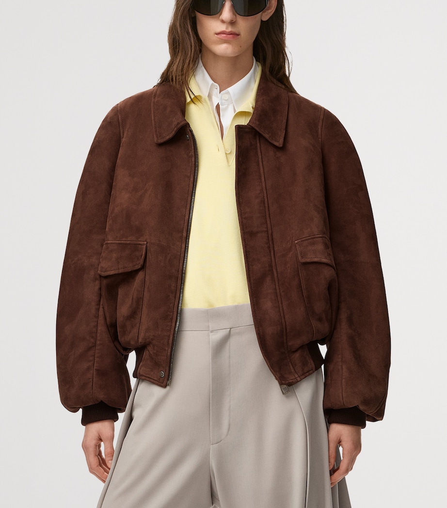 Leather-Blend Bomber Jacket DARK BROWN Image 3