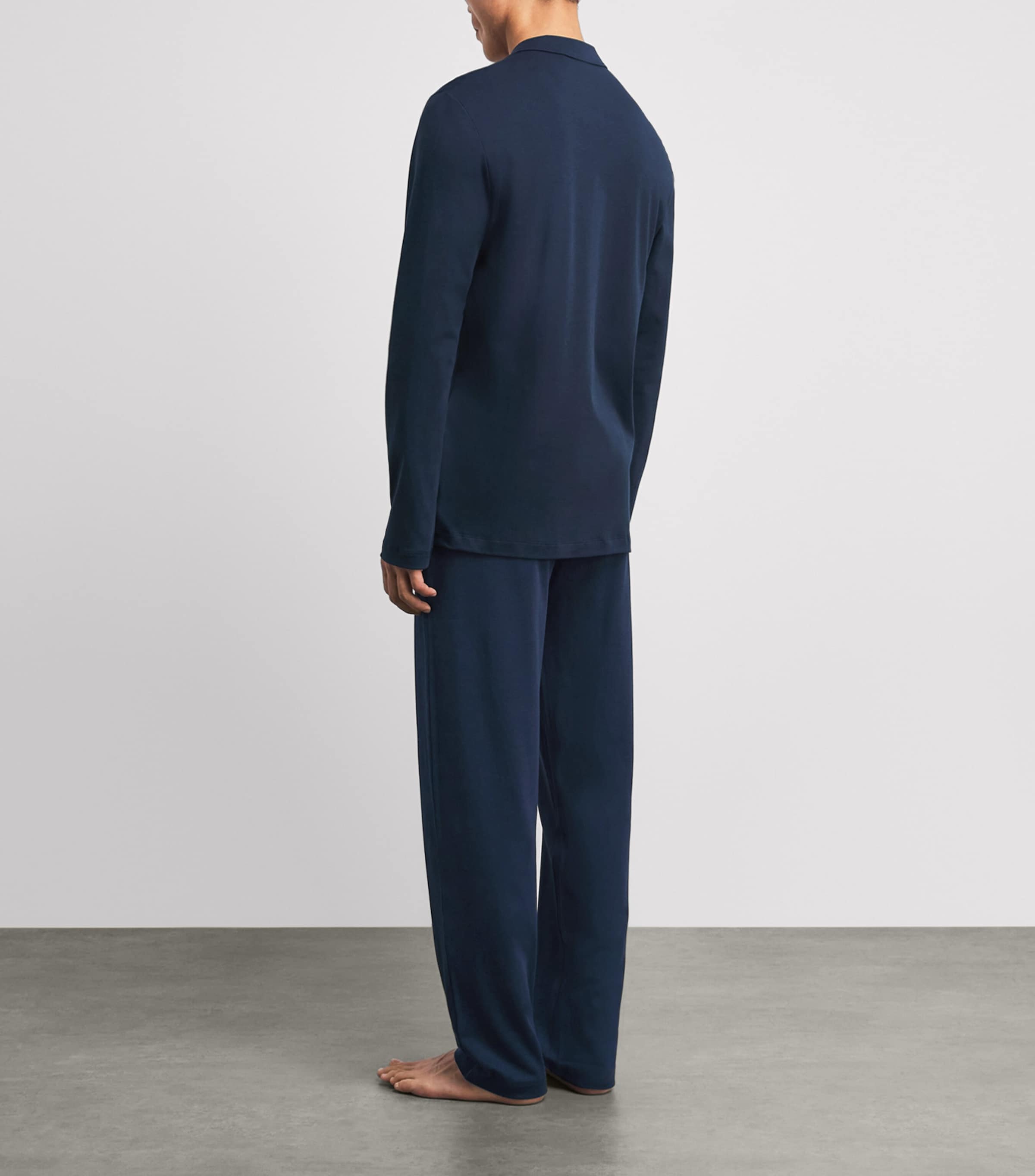 Hanro Mens Cotton Day & Night Pyjama Set Deep Navy Image 4