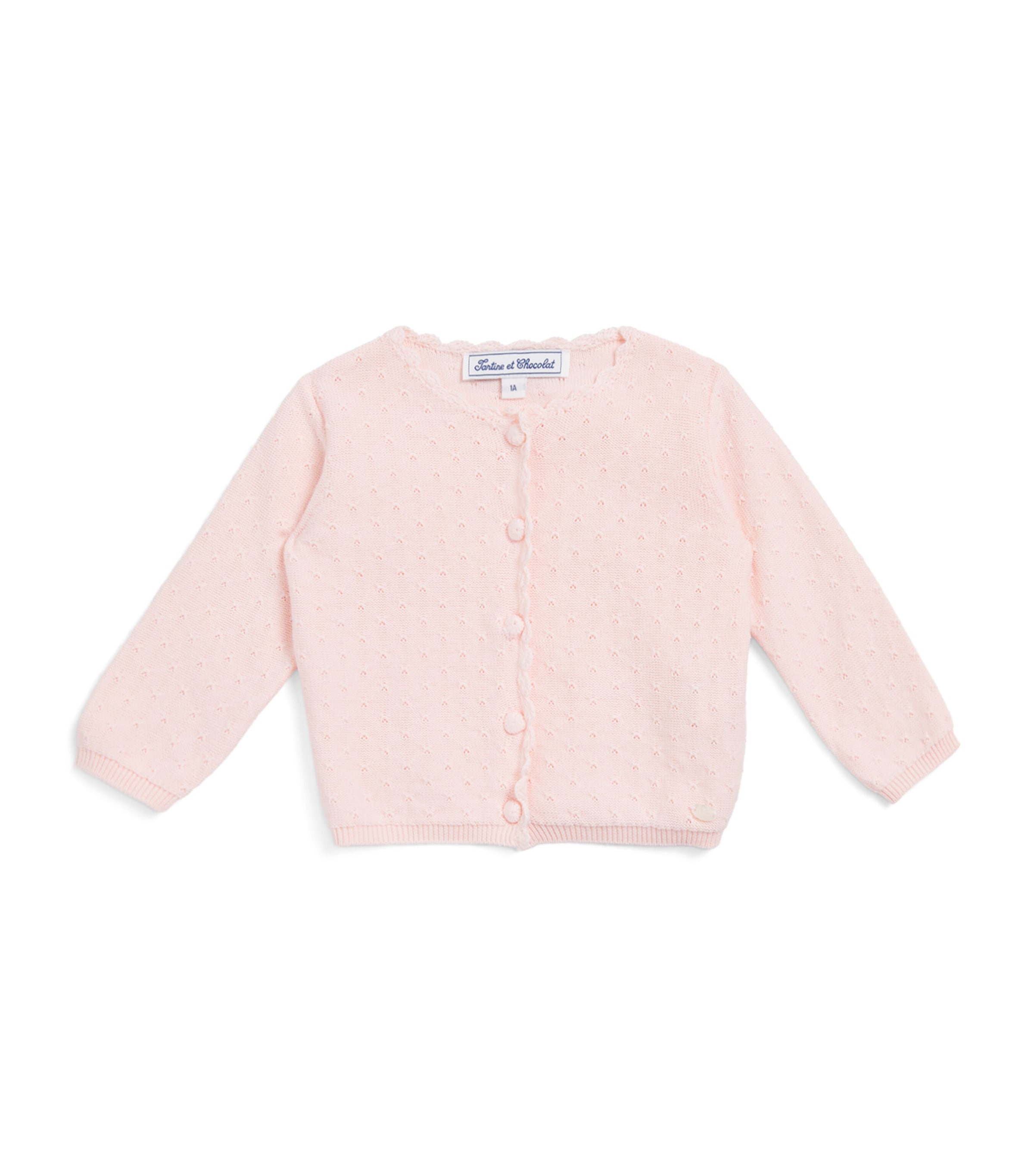 Shop Tartine Et Chocolat Cotton Pointelle Cardigan In Pink